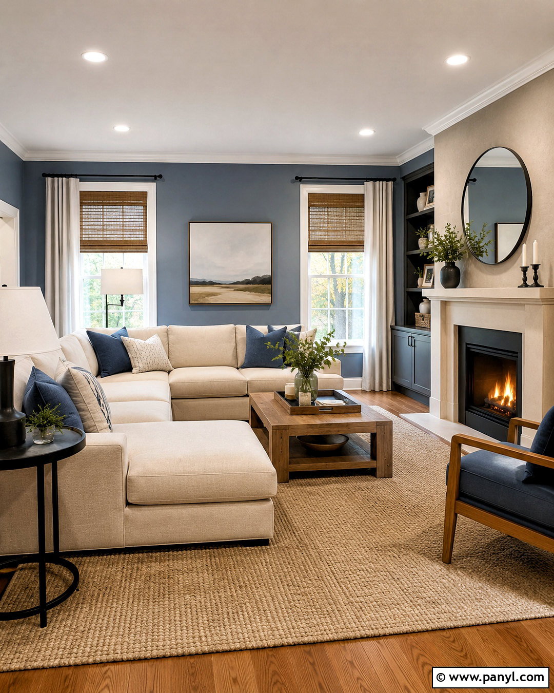 Blue Gray And Natural Linen Living Room - 35 wall color combinations living rooms