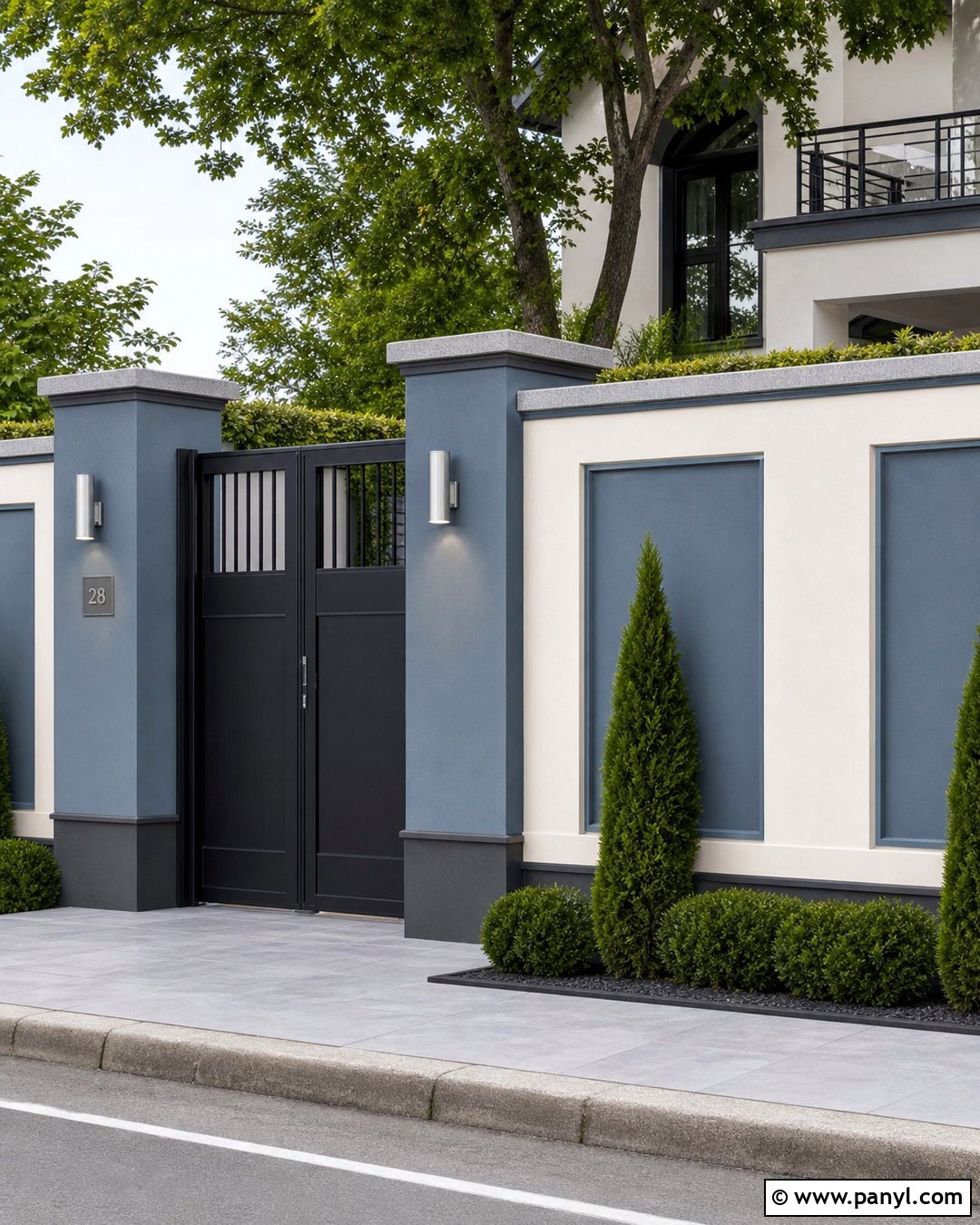 Blue Gray And Off-White Compound Wall - 30 compound wall colour combinations