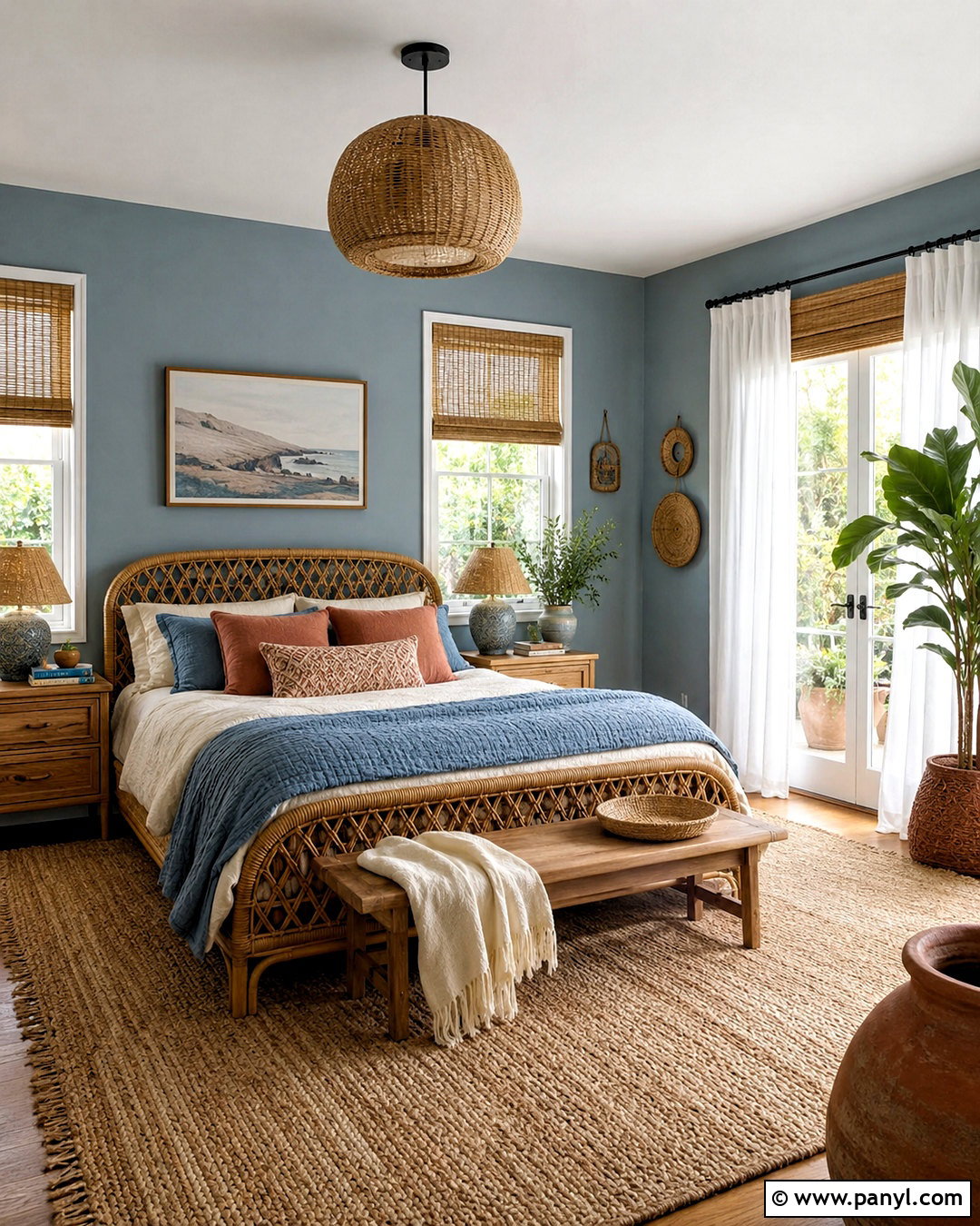 Blue Gray And Rattan Bedroom - 20 blue gray bedroom colors