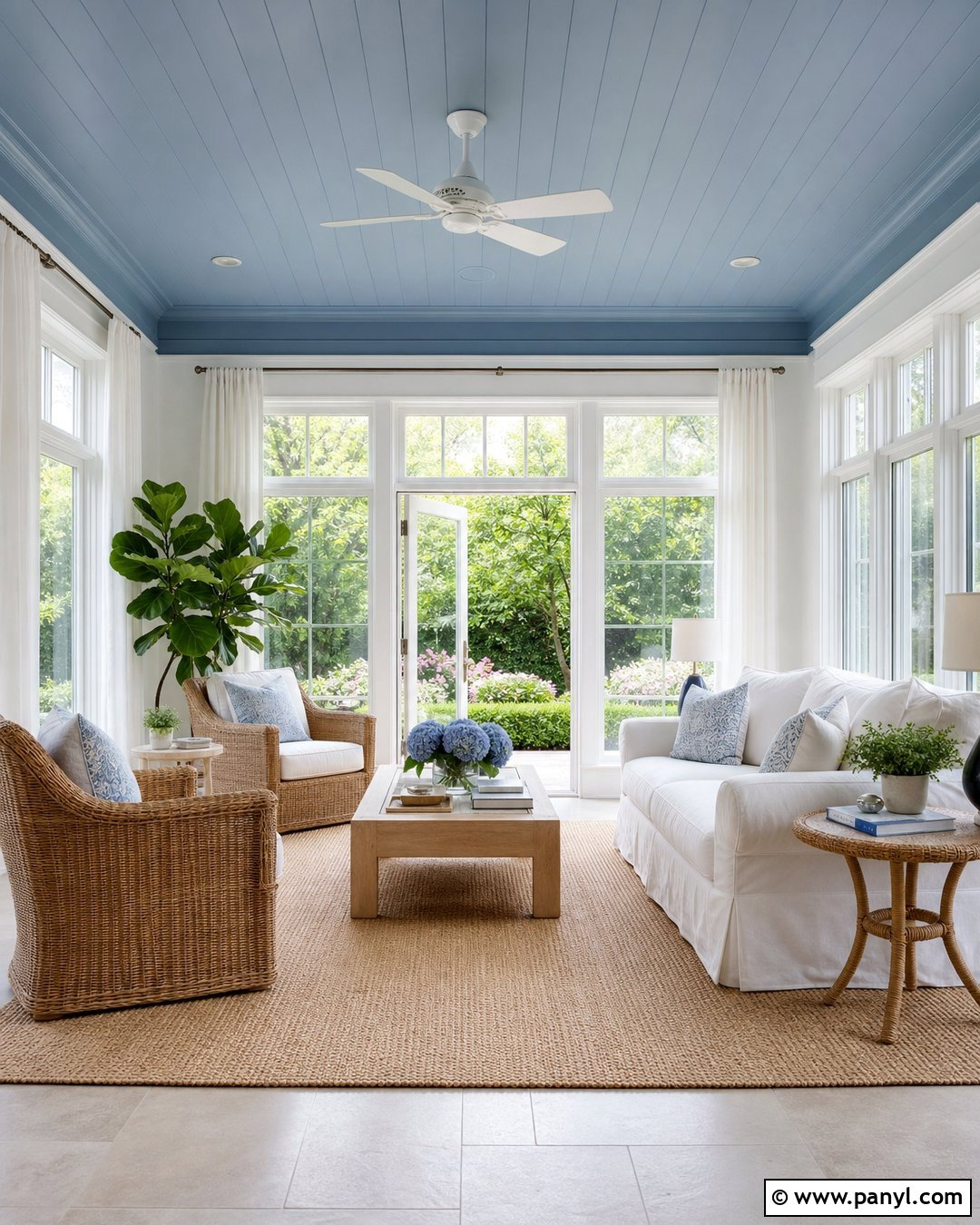 Blue Gray And White Ceiling Two Tone Wall - 35 2 Tone Wall Paint Ideas