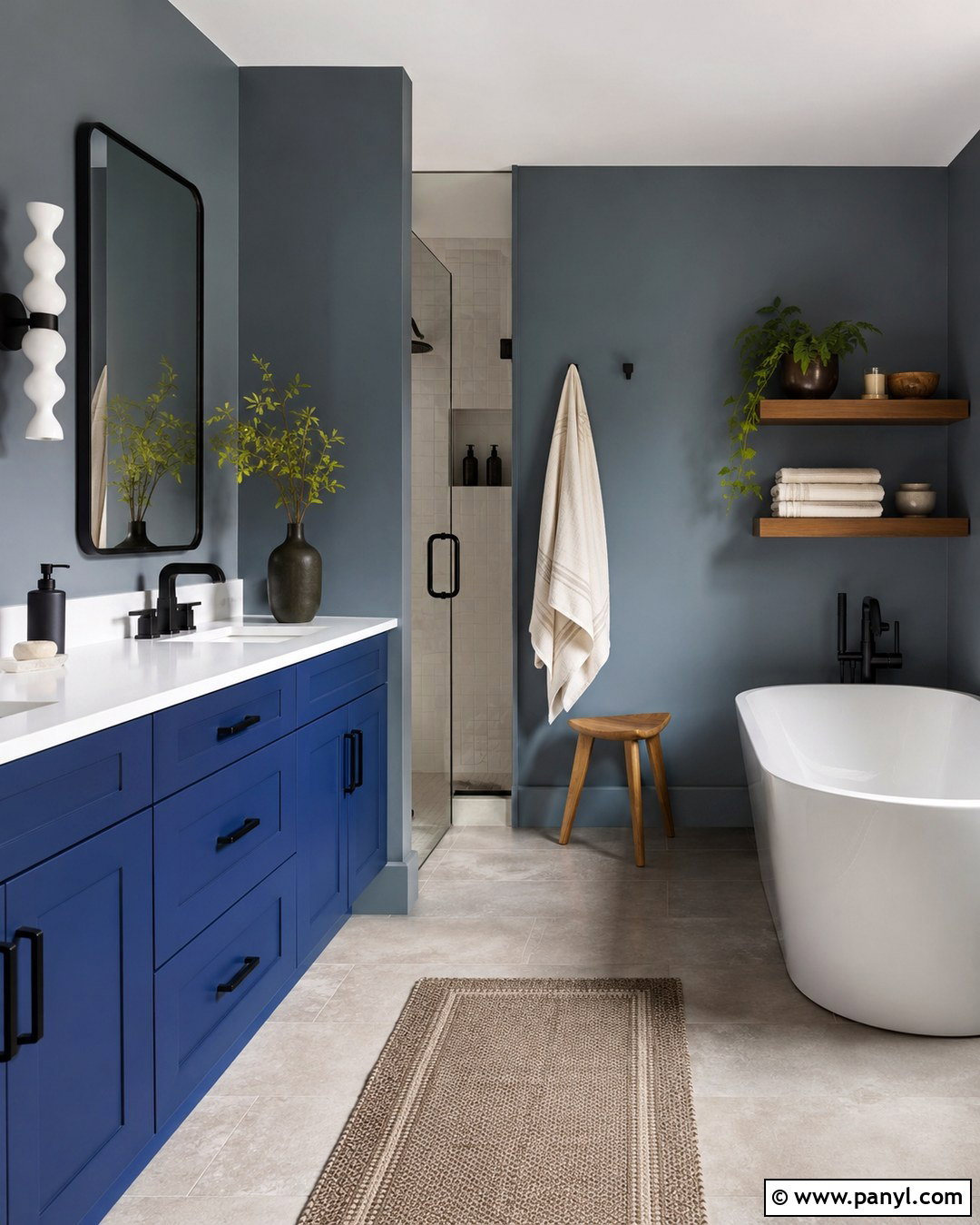 Blue Gray Bathroom Walls With Cobalt Vanity - 20 Bathroom Wall Color With Blue Vanity Ideas