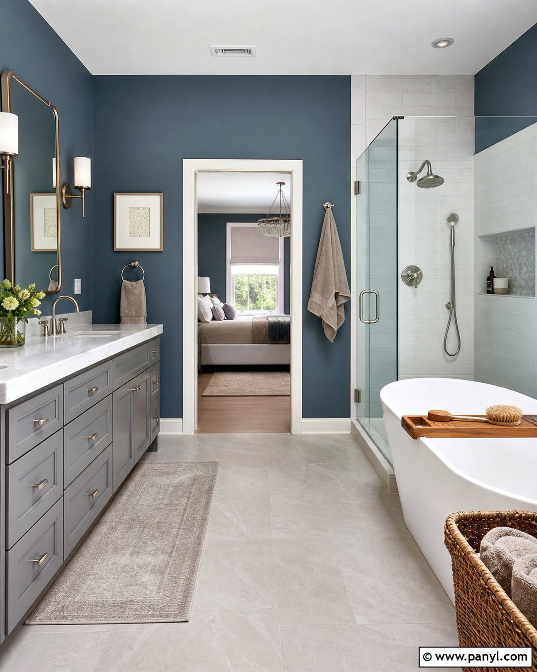 Blue Gray Bathroom Walls With Marble - 30 Bathroom Blue Walls
