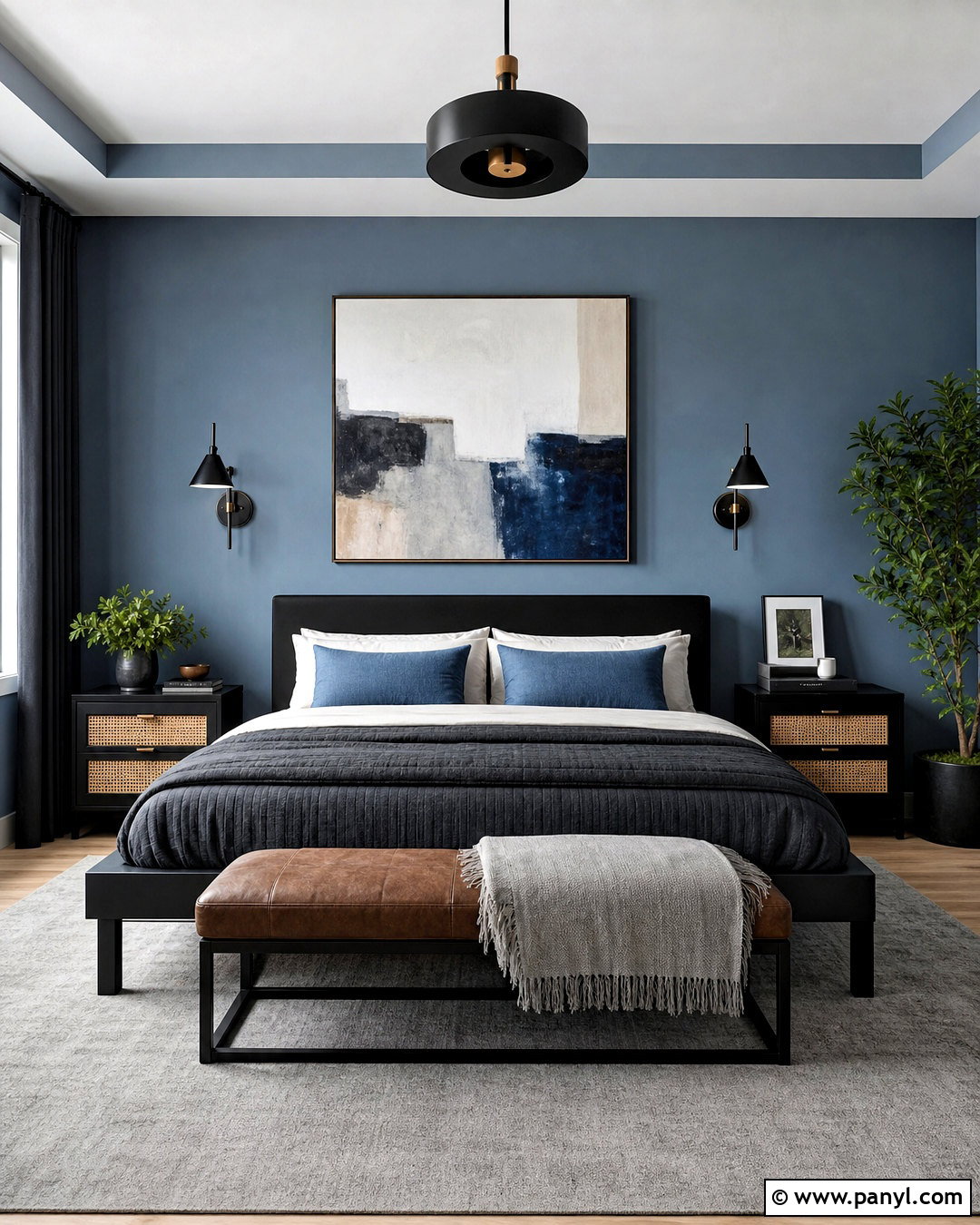 Blue Gray Bedroom With Black Furniture - 20 bedroom ideas blue walls