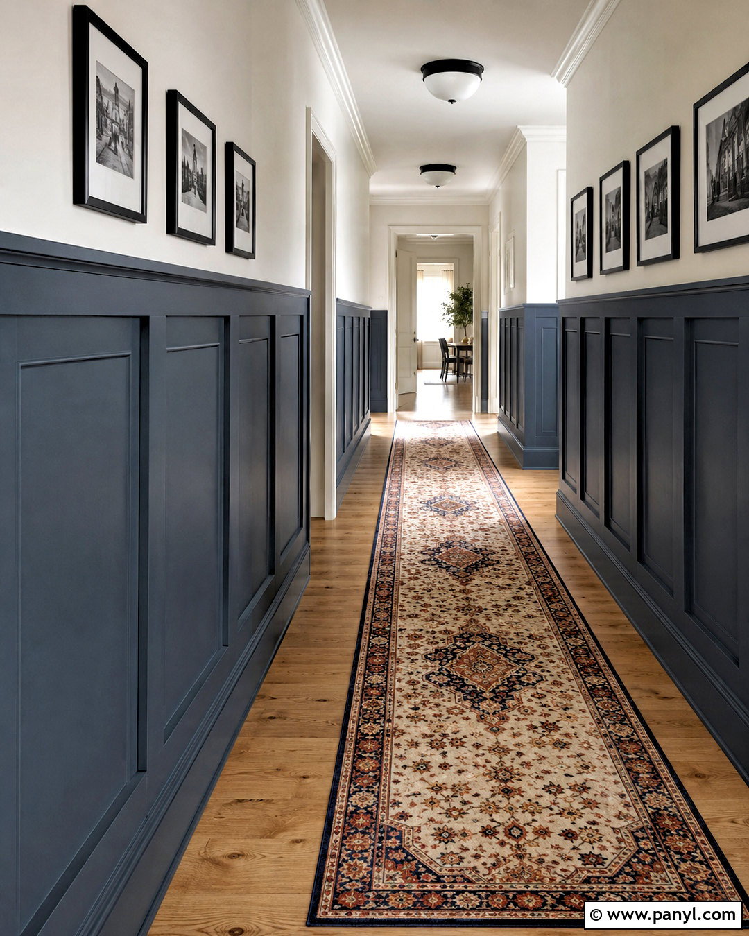 Blue Gray Board and Batten Hallway - 20 blue board and batten wall ideas