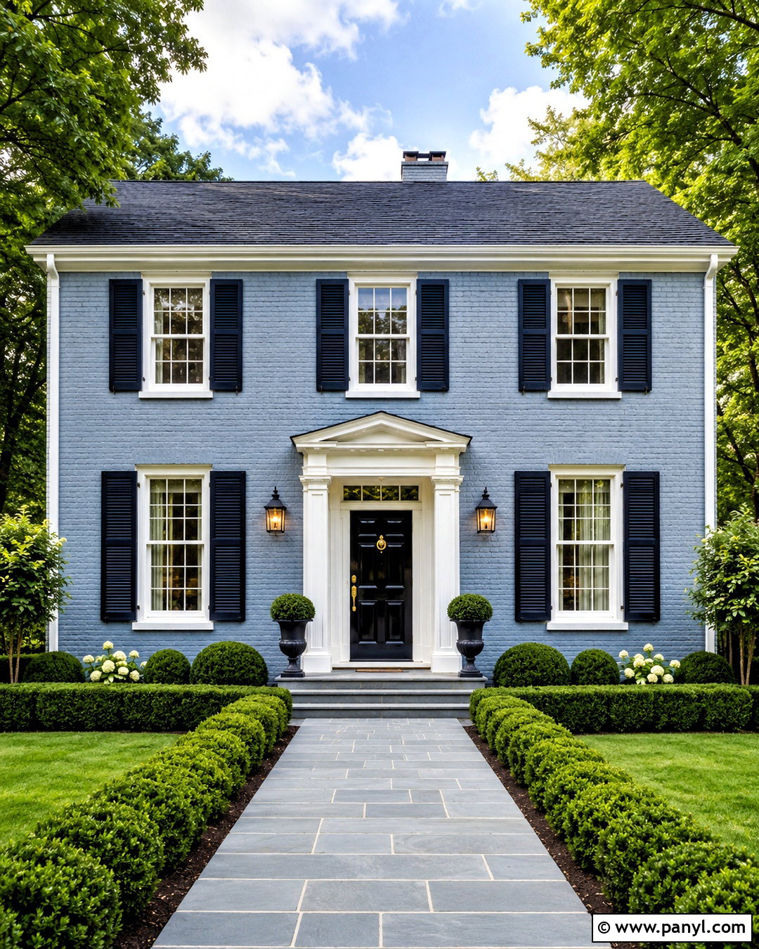 Blue Gray Brick Colonial House - 20 blue brick house exterior ideas