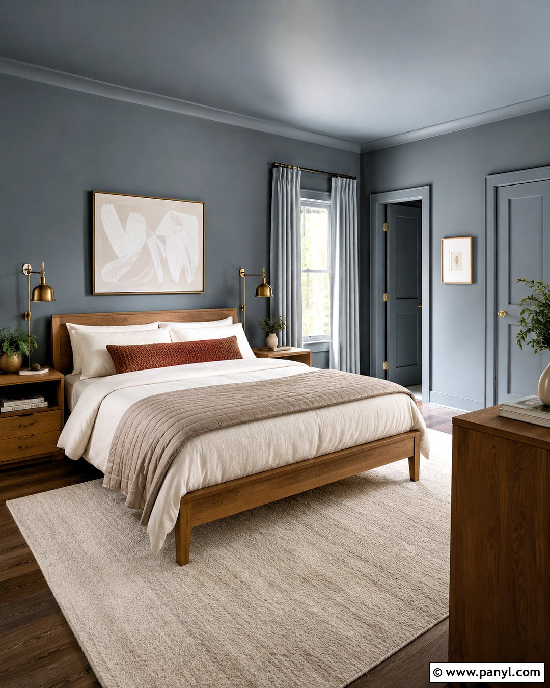 Blue Gray Color Drenched Bedroom - 20 blue gray bedroom colors