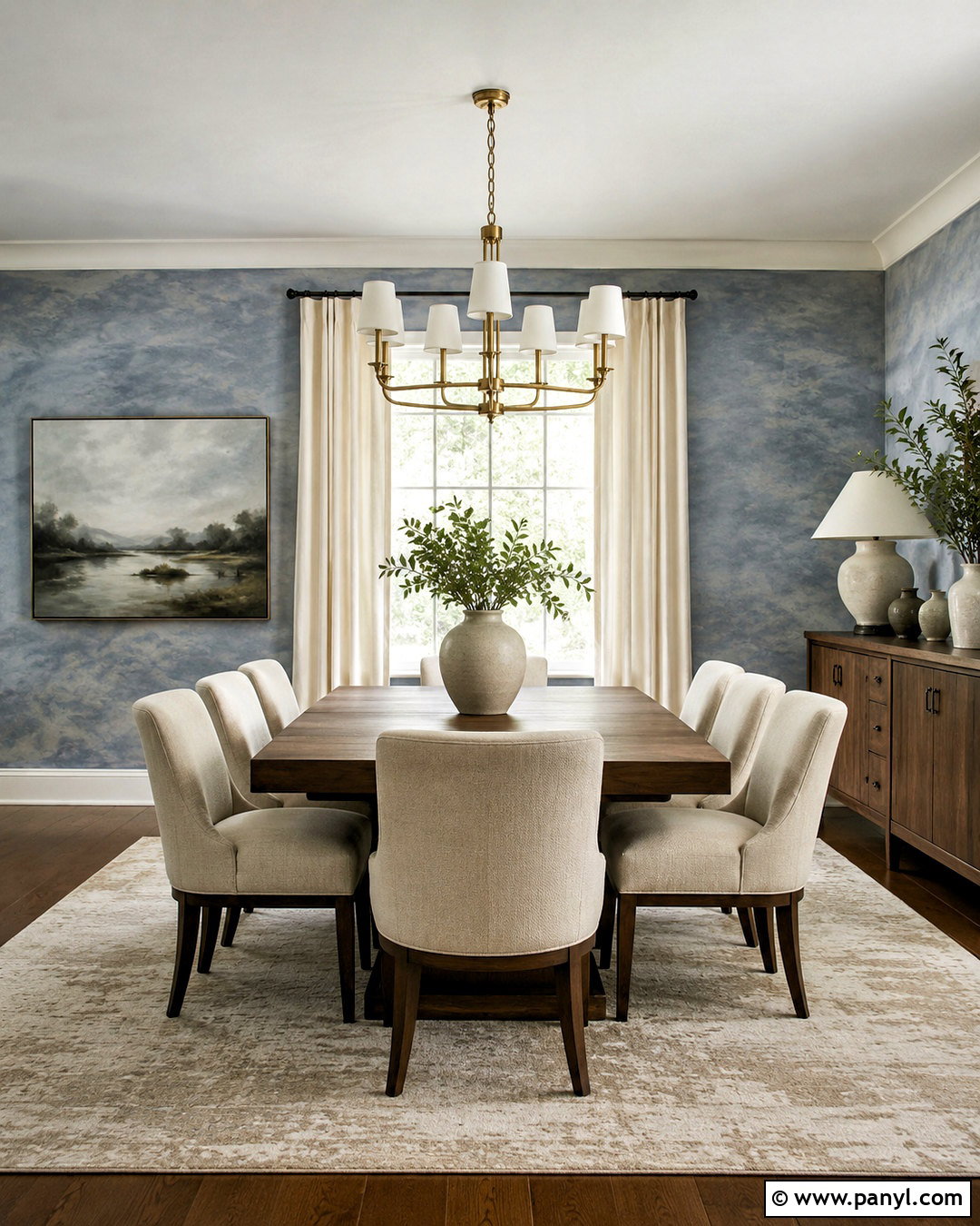 Blue Gray Color Washed Walls In A Dining Room - 20 color washing walls