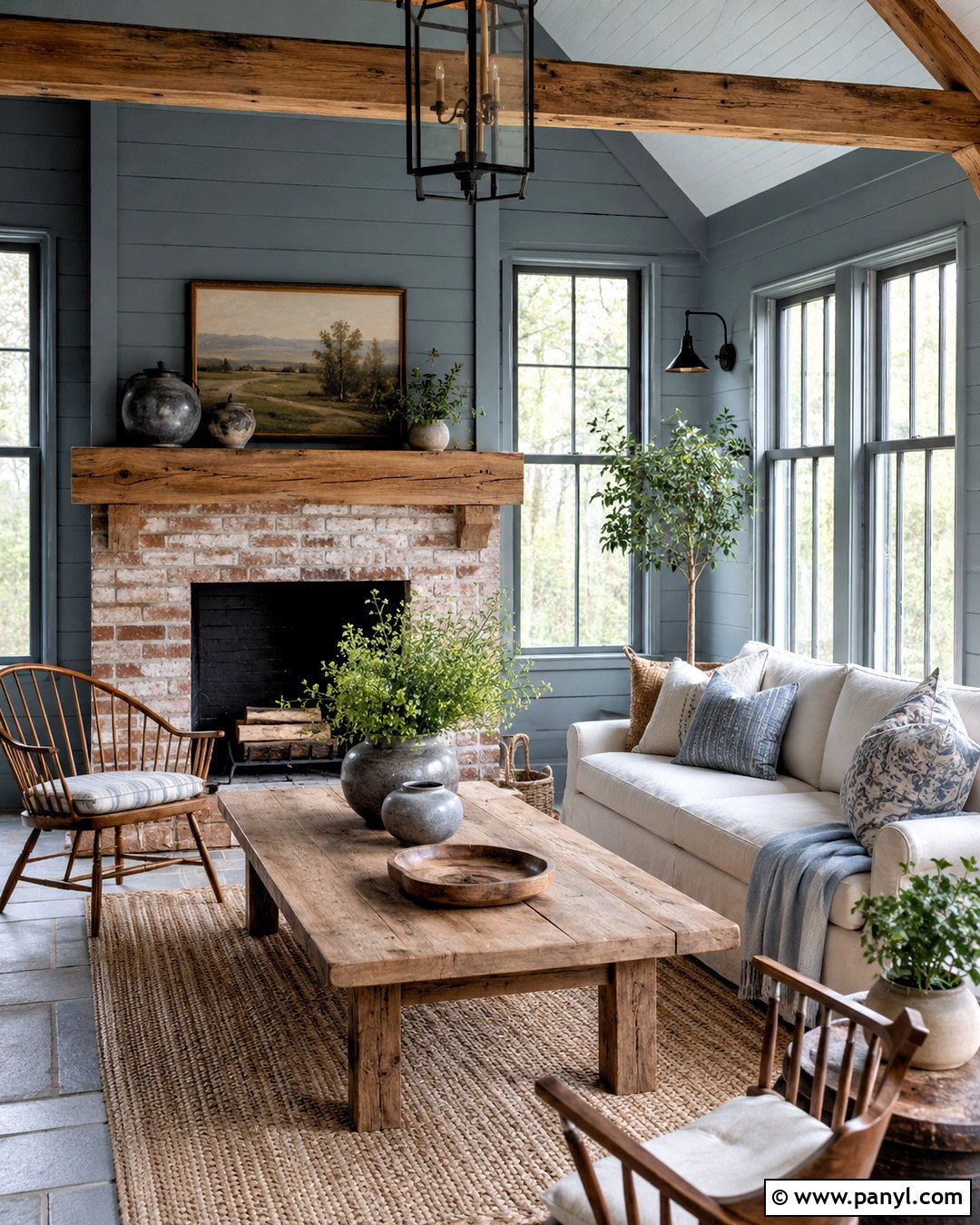 Blue Gray Farmhouse Sunroom - 20 blue sunroom ideas