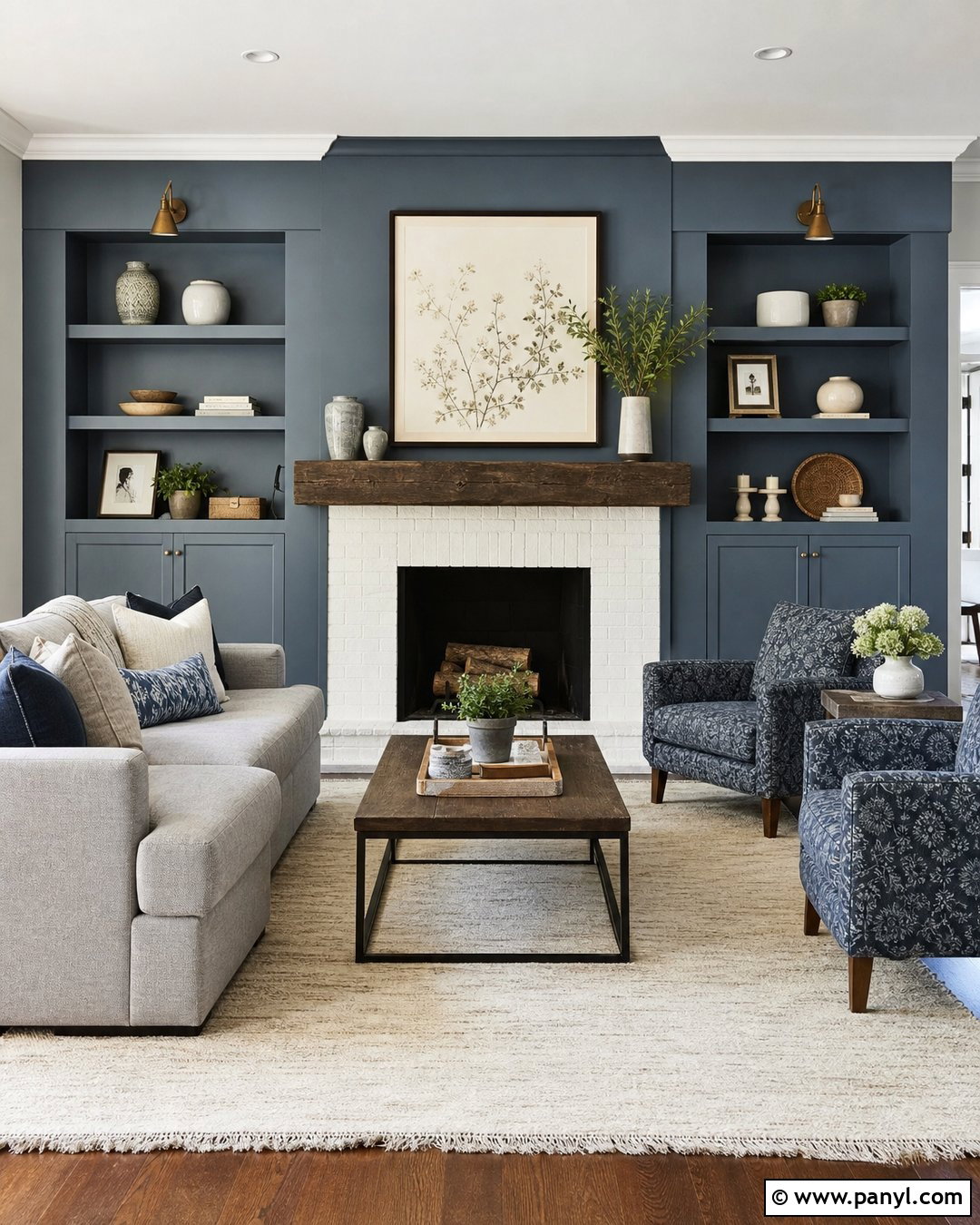 Blue Gray Fireplace Wall - 25 Fireplace Wall Paint Ideas