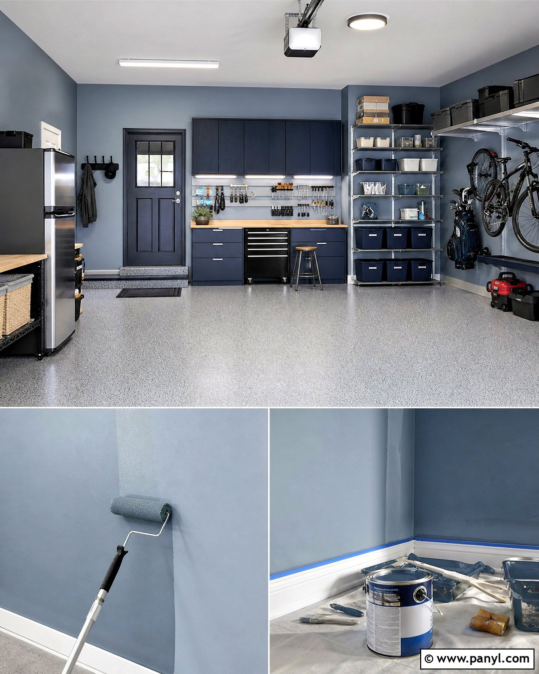 Blue-Gray Garage Interior - 20 garage painting ideas interior ideas