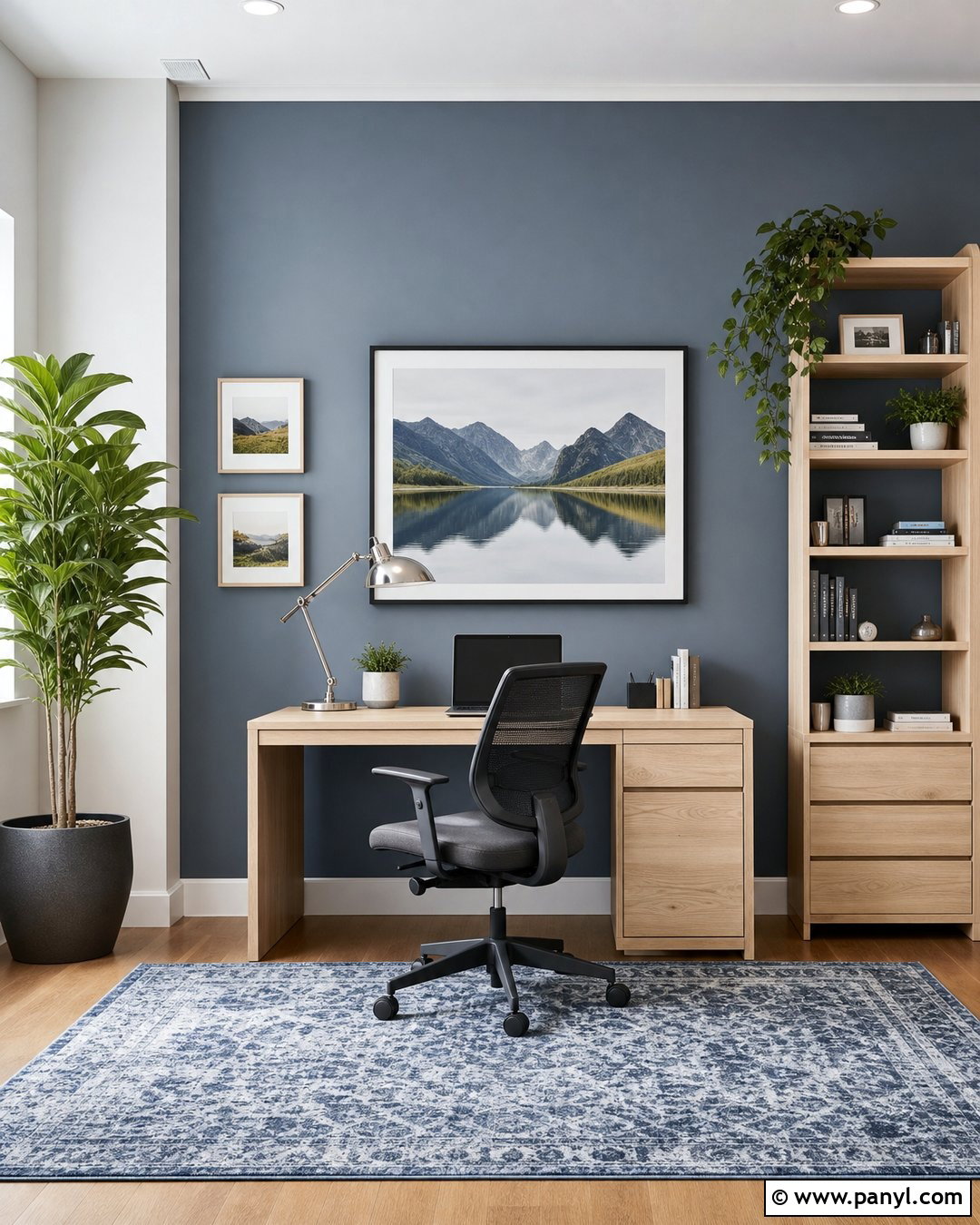 Blue Gray Home Office Accent Wall - 25 Home Office Accent Wall Color Ideas