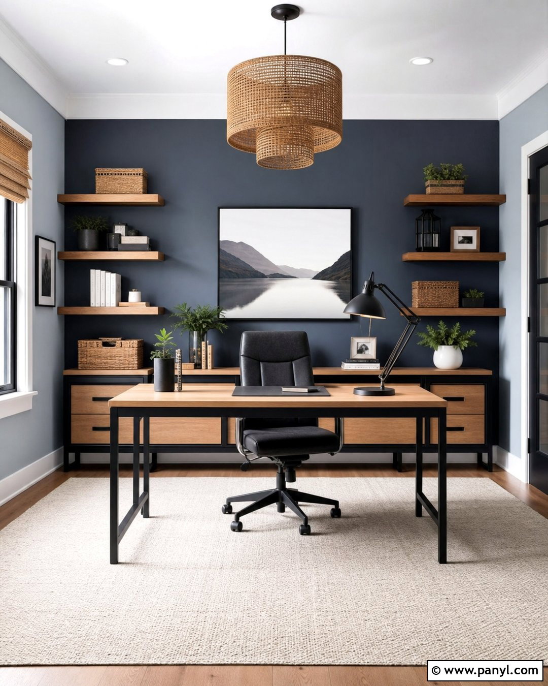 Blue Gray Home Office Accent Wall - 30 blue gray walls