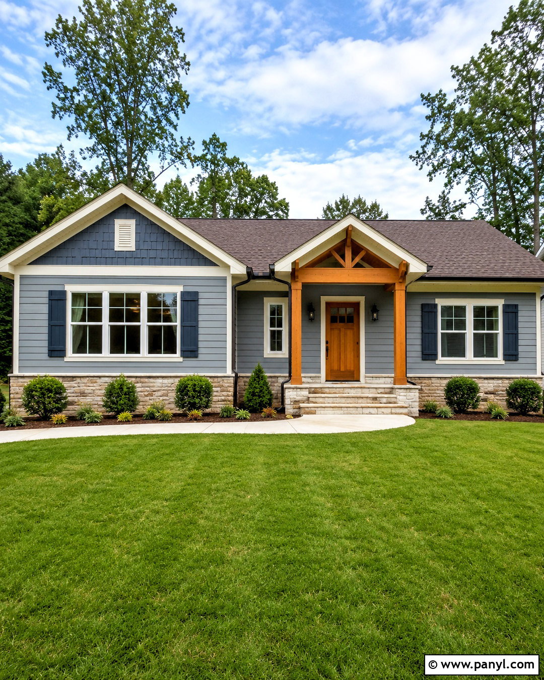 Blue Gray House Paint With Wood Details - 20 house paint ideas