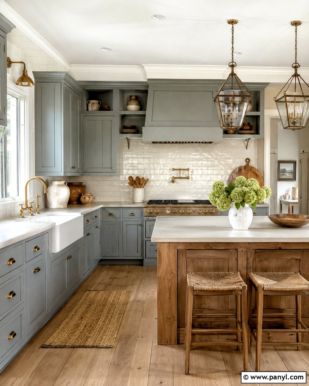 Blue Gray Kitchen Cabinets In A Farmhouse Kitchen - 20 blue gray kitchen cabinets
