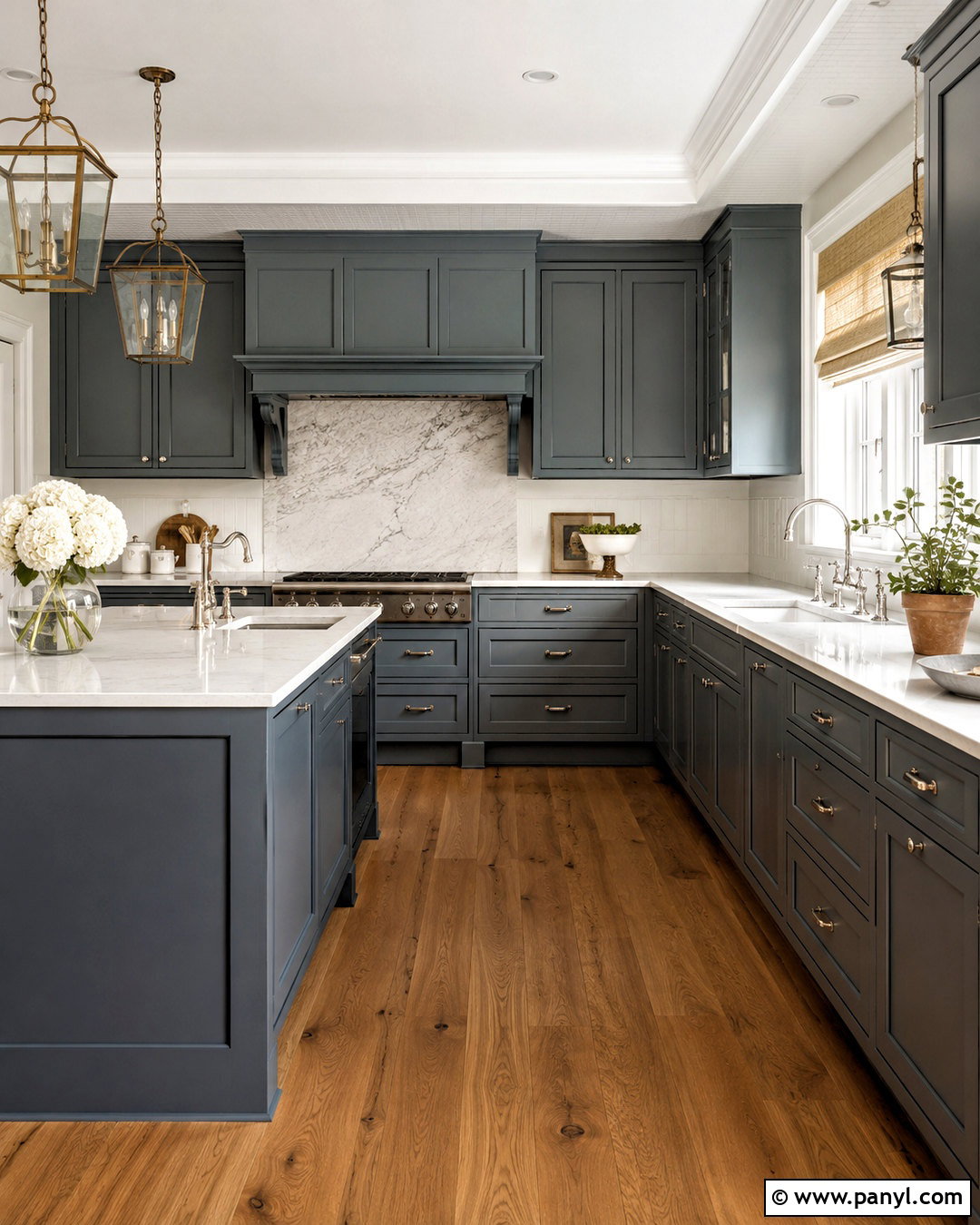 Blue Gray Kitchen Cabinets In A Traditional Kitchen - 20 blue gray kitchen cabinets