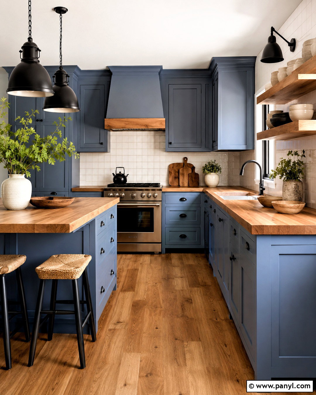 Blue Gray Kitchen Cabinets With Butcher Block Countertops - 20 blue gray kitchen cabinets