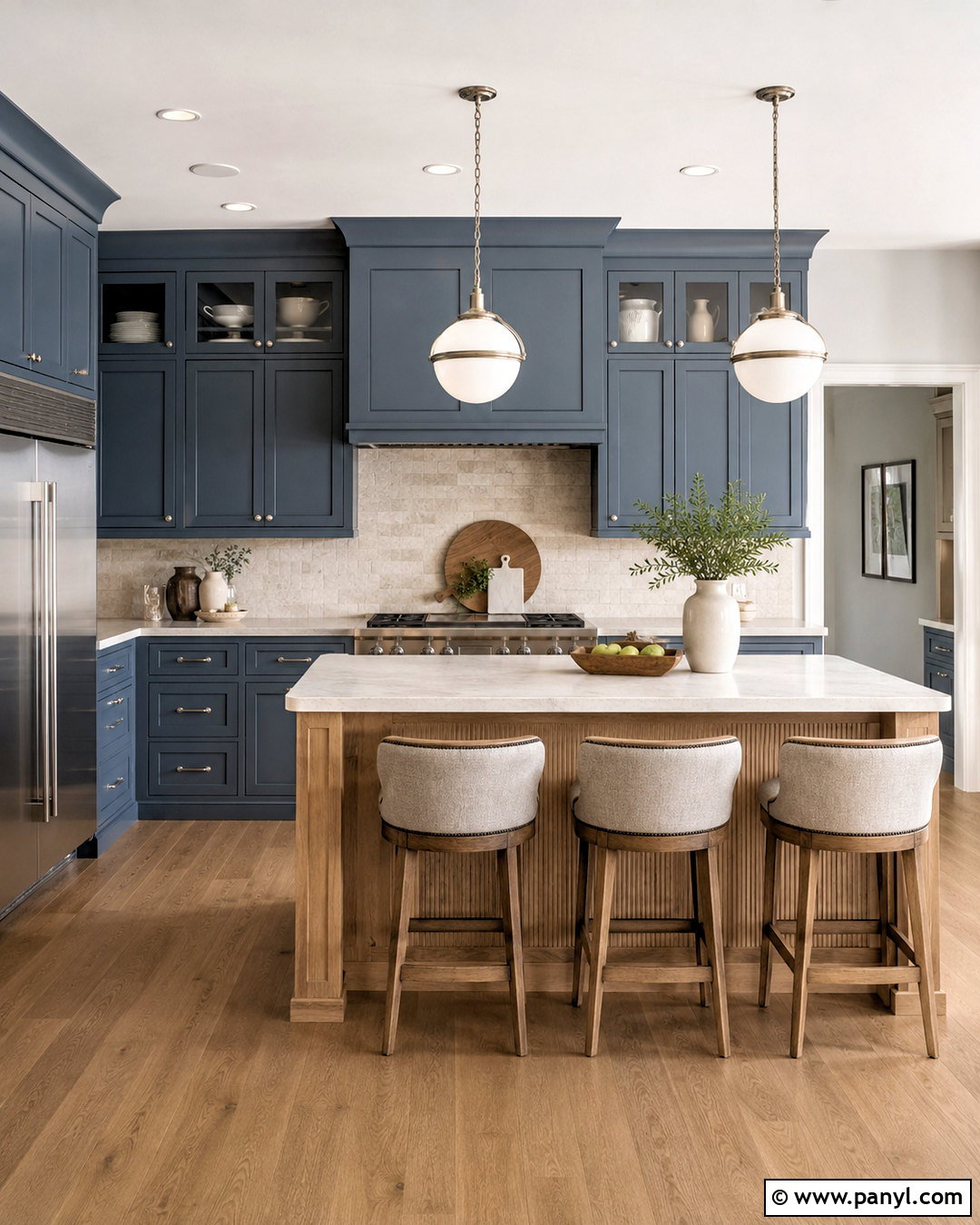 Blue Gray Kitchen Cabinets With White Oak Island - 20 blue gray kitchen cabinets