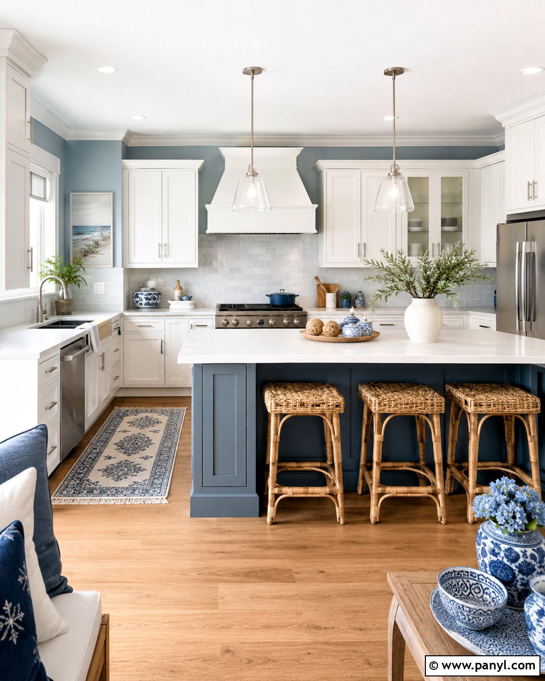 Blue Gray Kitchen Walls - 40 Kitchen Wall Colors With White Cabinets