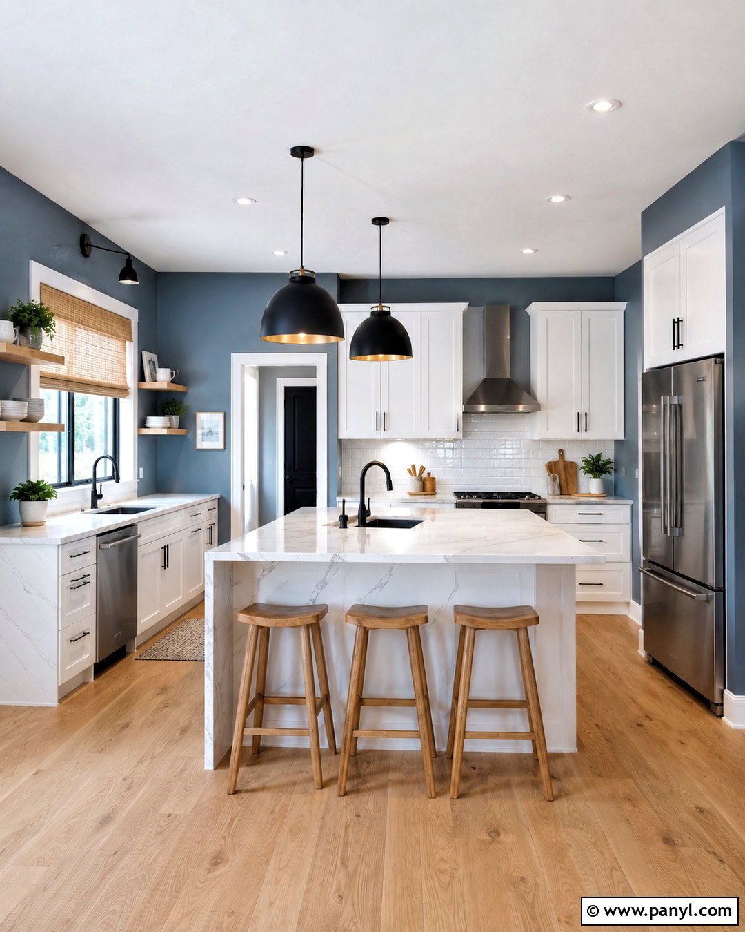 Blue Gray Kitchen Walls - 35 white kitchen cabinets wall color ideas