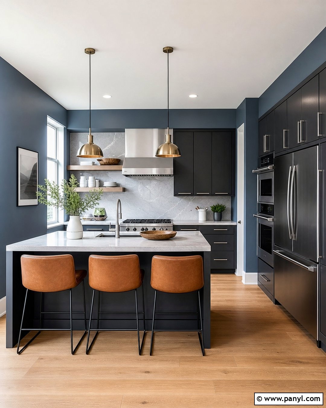 Blue Gray Kitchen Walls With Dark Cabinets - 35 blue walls kitchen ideas