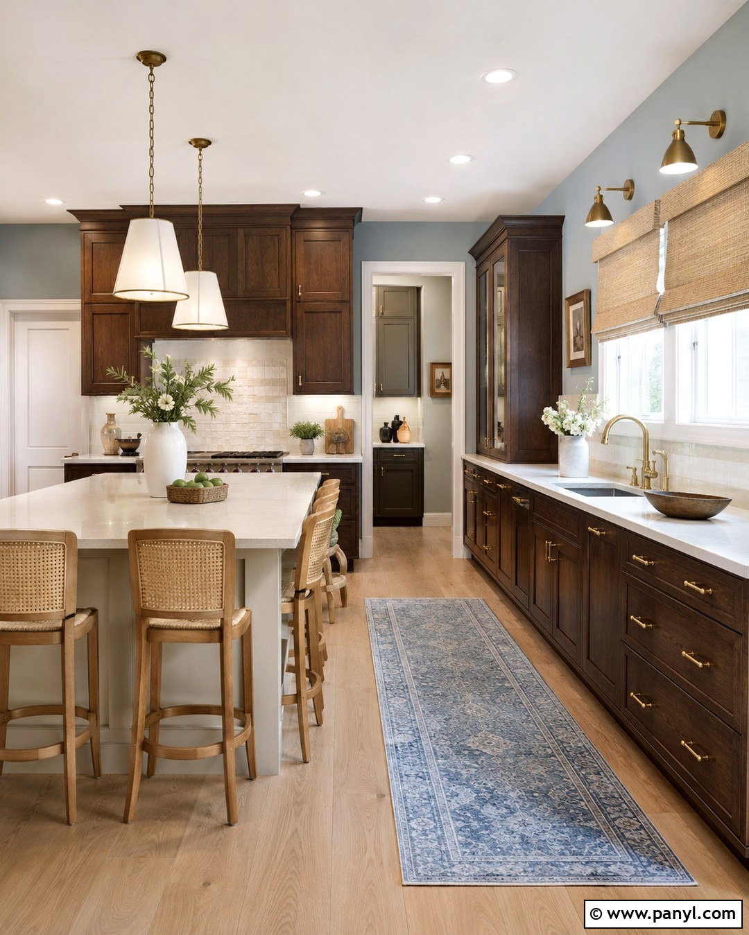 Blue Gray Kitchen Walls With Dark Wood Cabinets - 20 Country Blue Kitchen Walls
