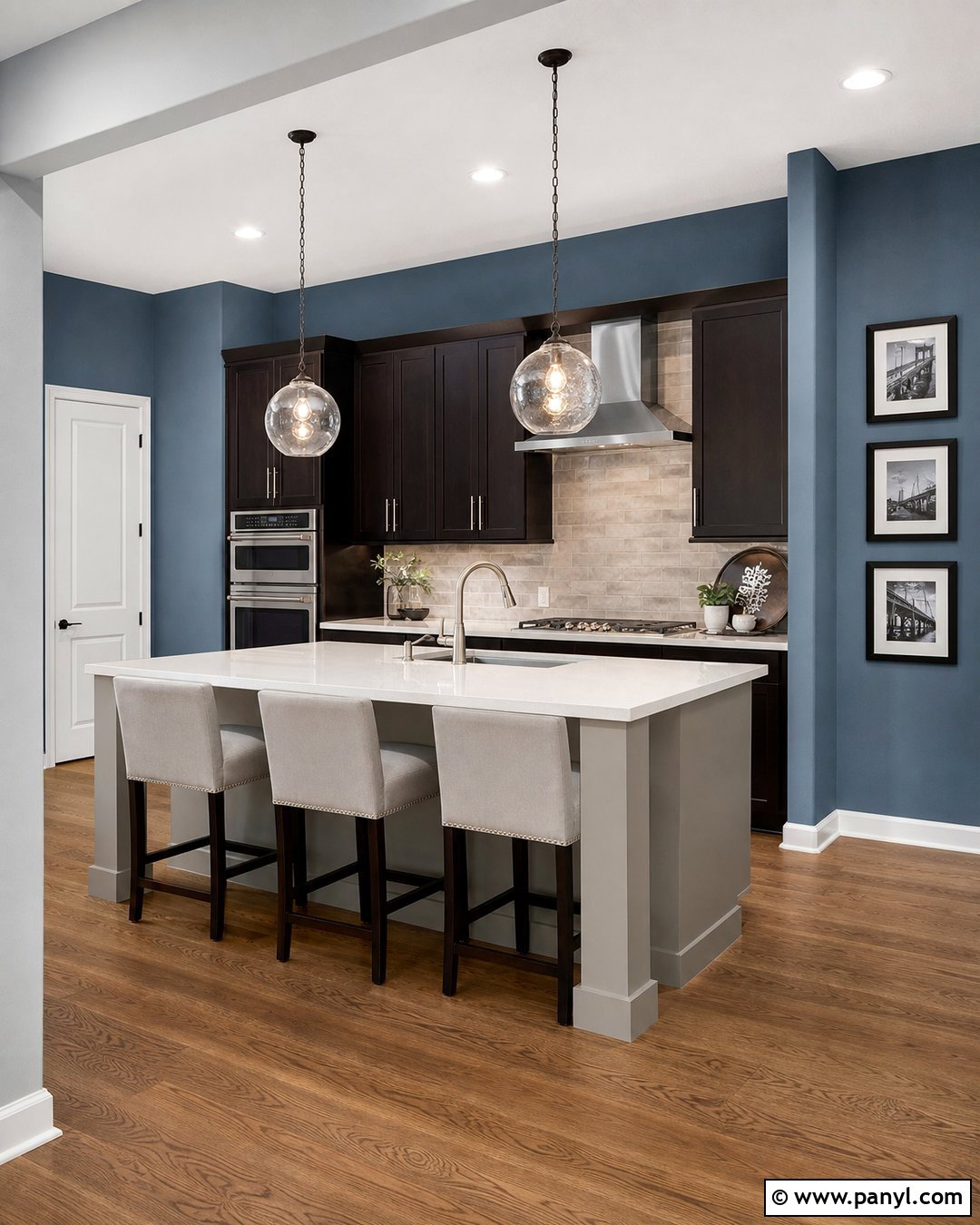 Blue Gray Kitchen Walls With Espresso Cabinets - 20 Blue Kitchen Walls With Dark Cabinets