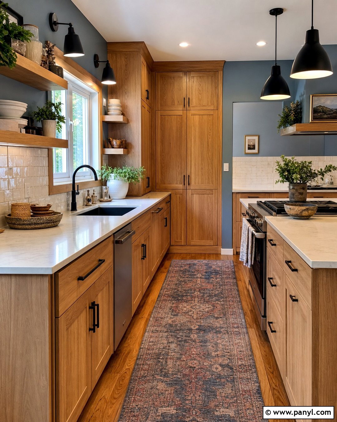 Blue Gray Kitchen Walls With Oak Cabinets - 30 blue gray walls
