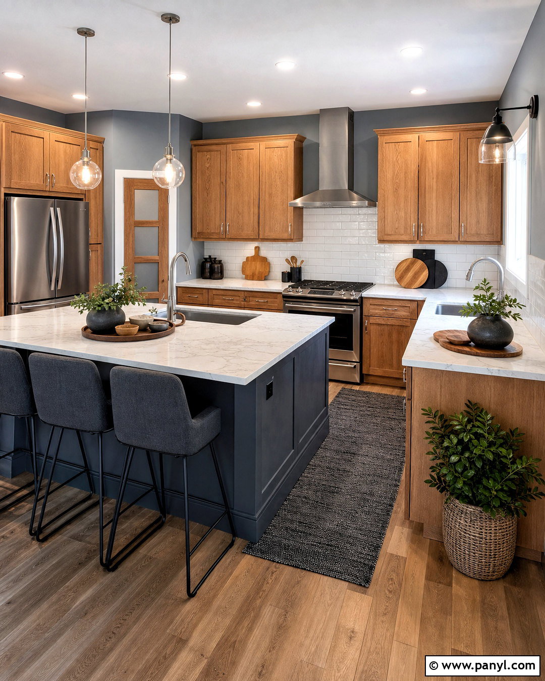 Blue Gray Kitchen With Oak Cabinets - 20 kitchen paint colors with oak cabinets