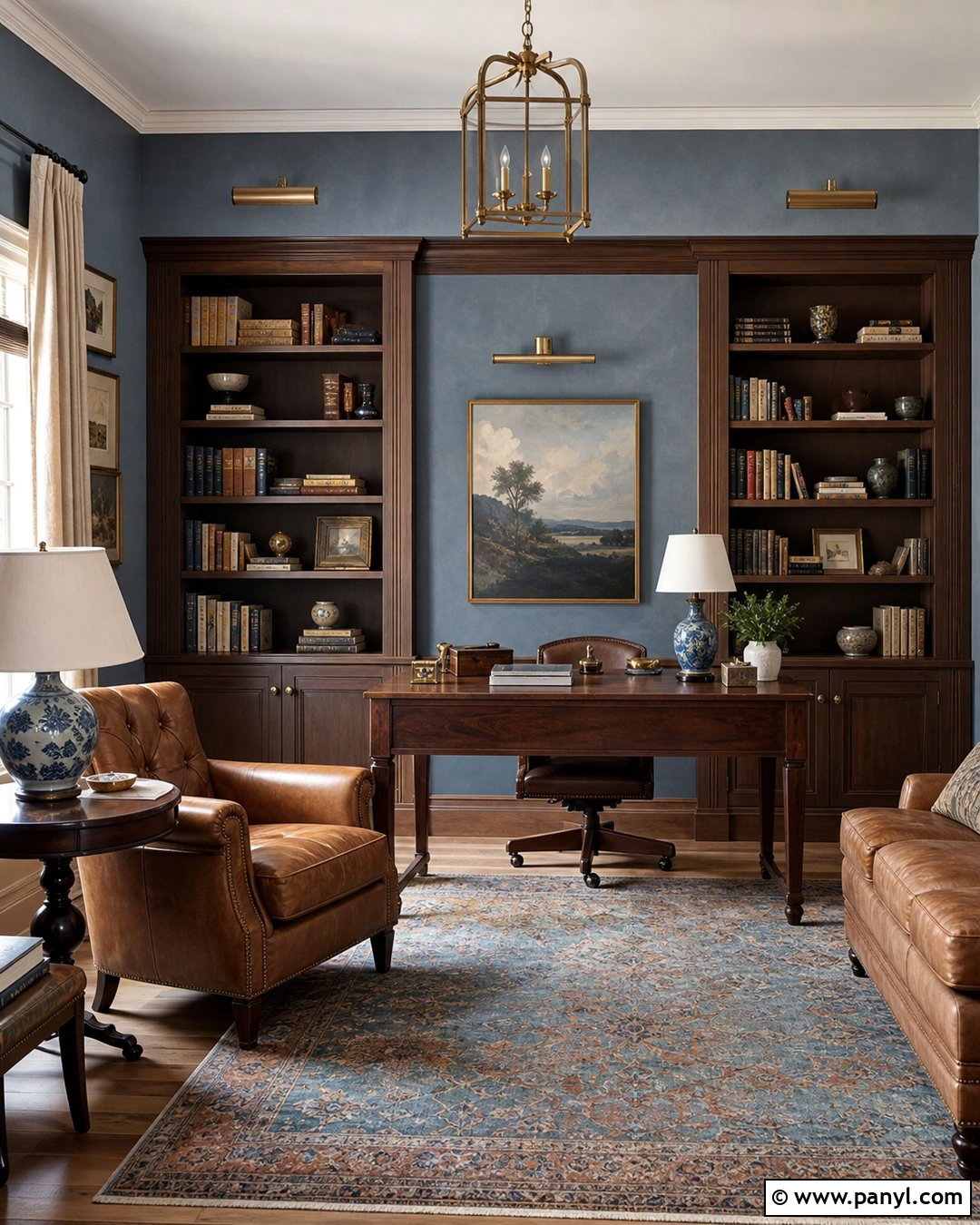 Blue Gray Limewash And Walnut - 25 Limewash Color Combinations