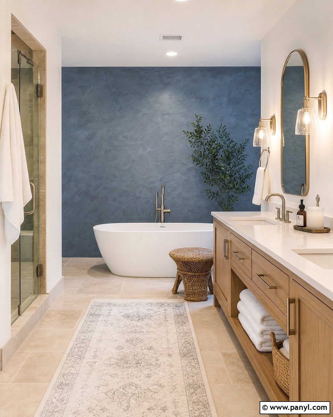 Blue Gray Limewash Bathroom Wall - 35 limewash accent wall ideas