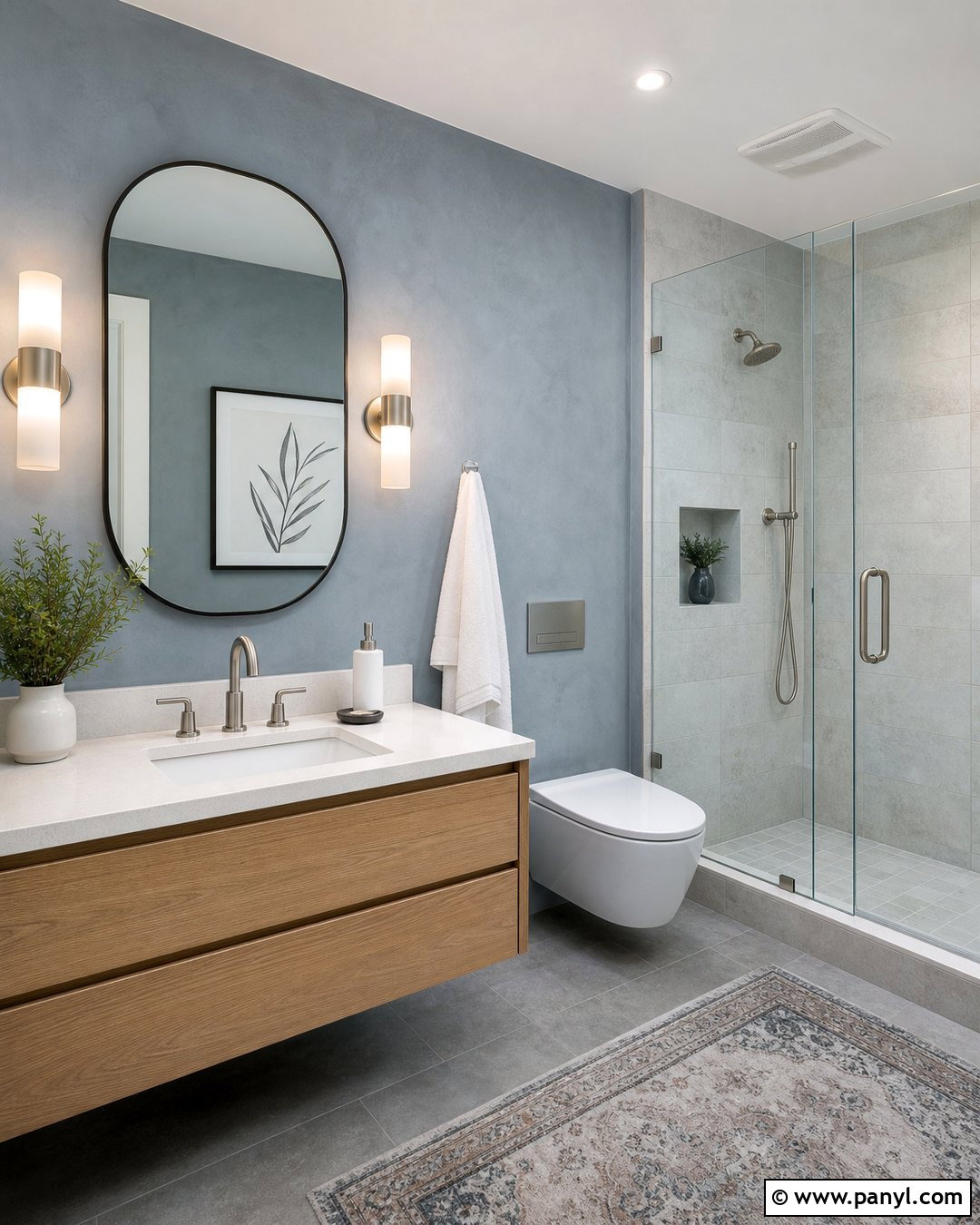 Blue Gray Limewash Bathroom - 35 Line Wash Walls