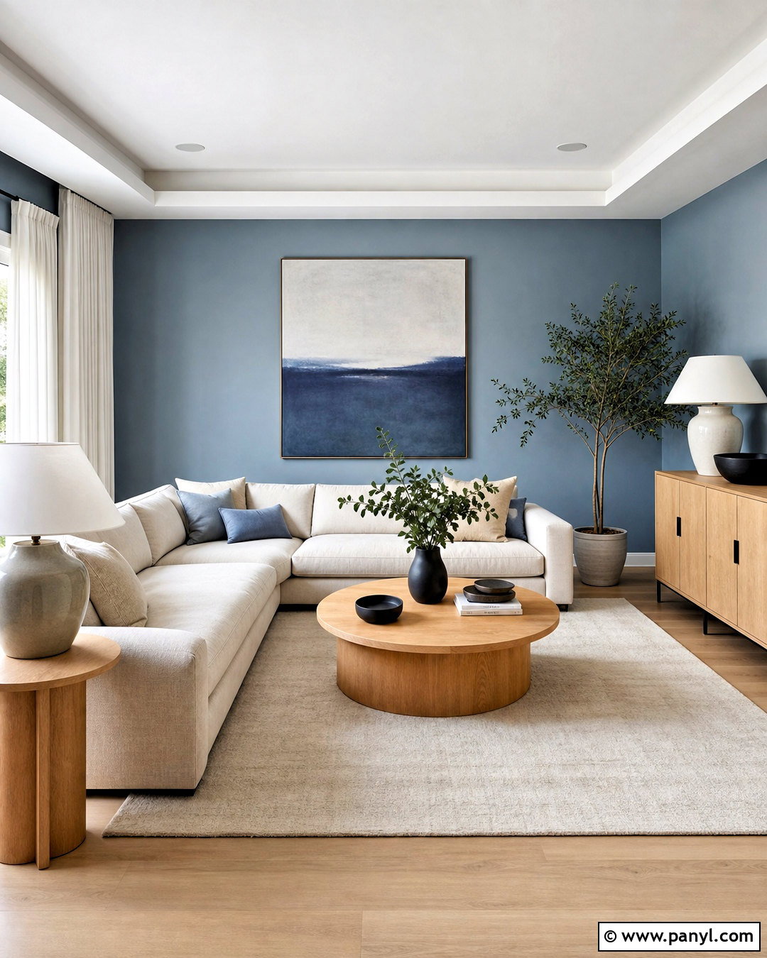 Blue Gray Living Room Walls With Light Oak - 20 blue living room walls