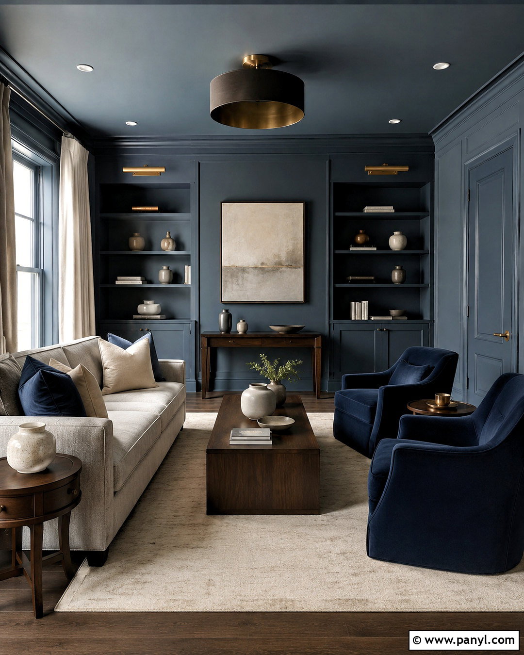 Blue Gray Living Room With Color Drenching - 20 blue gray living room ideas