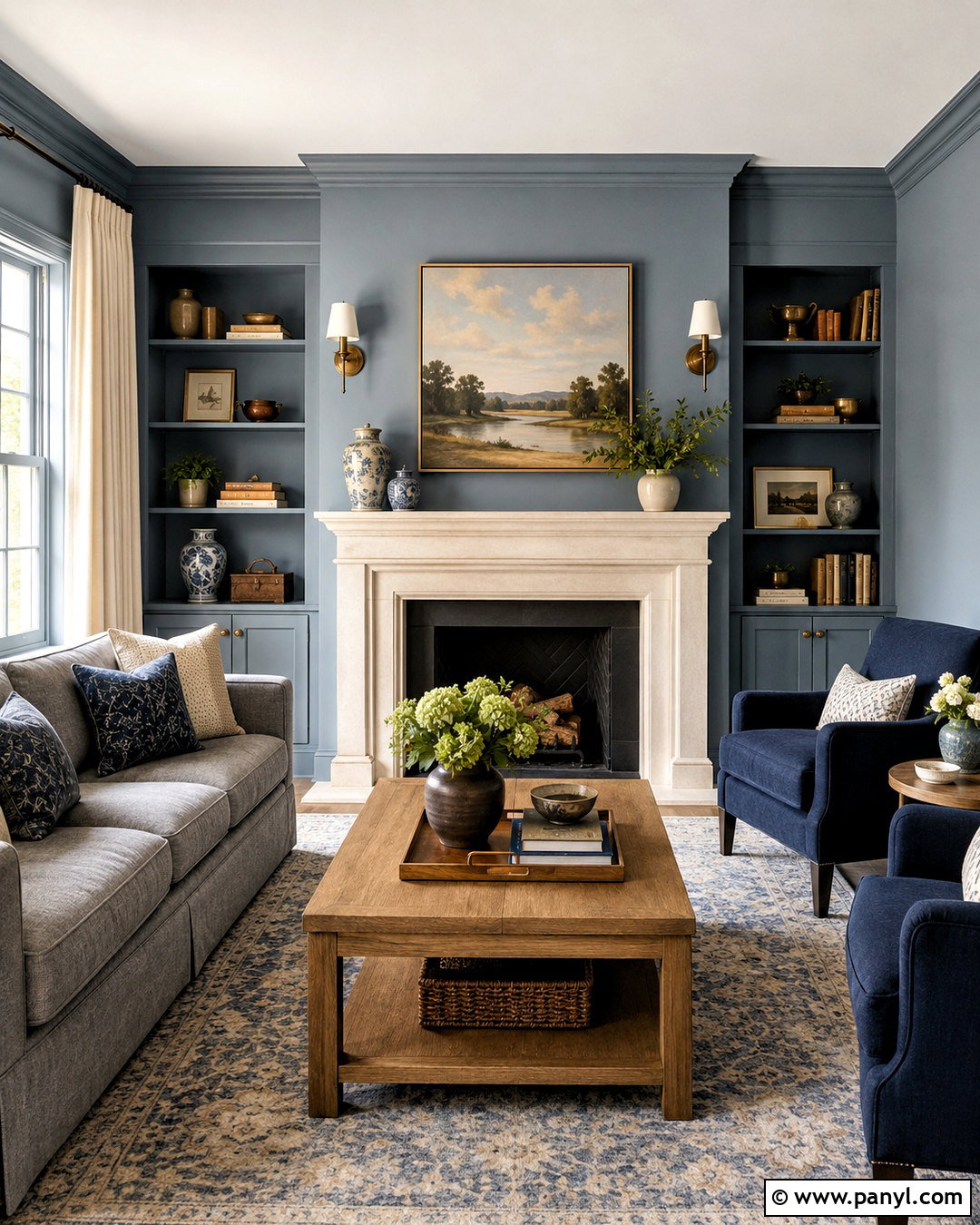 Blue Gray Living Room With Fireplace - 20 blue gray living room ideas
