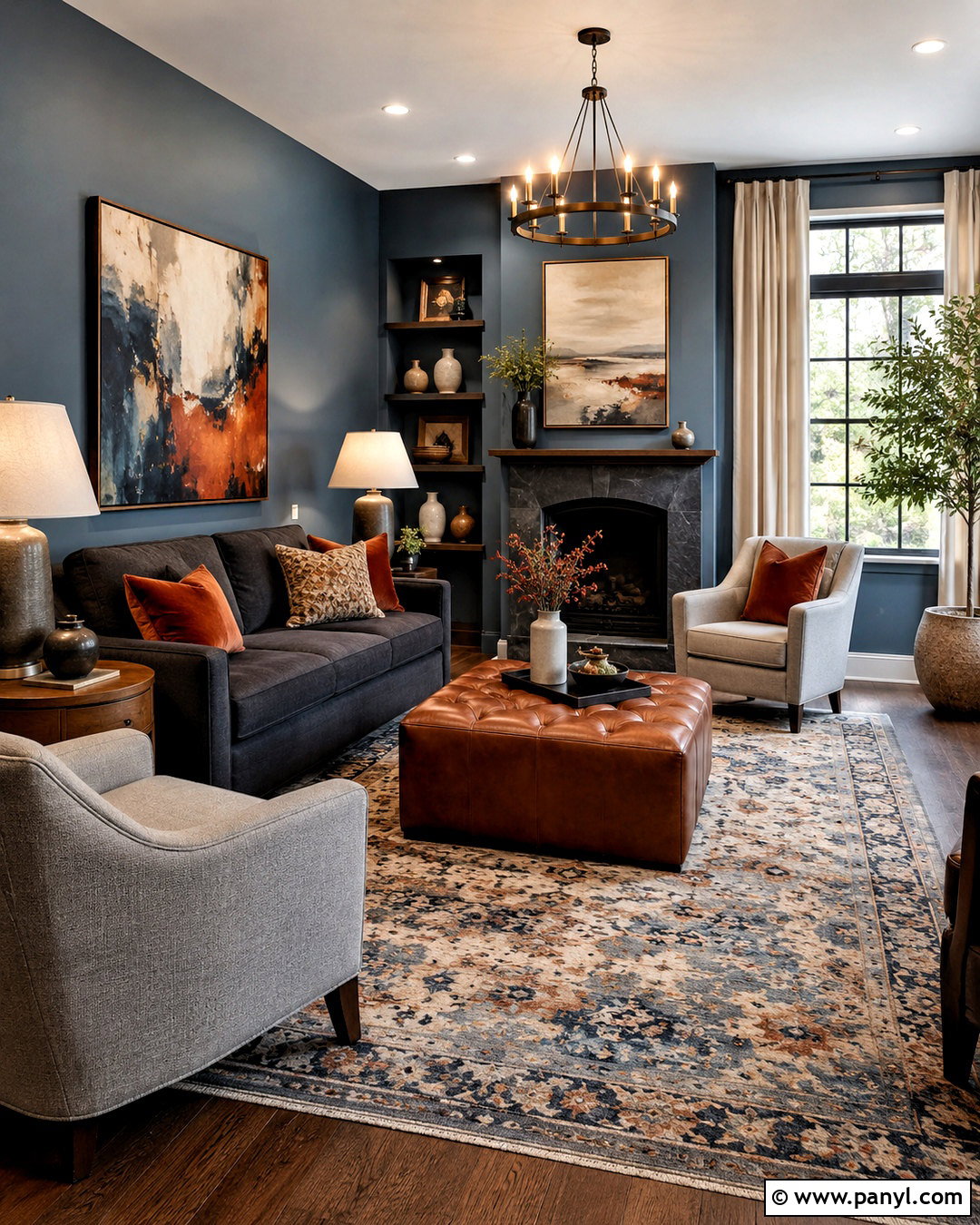 Blue Gray Living Room With Rust Accents - 20 blue gray living room ideas