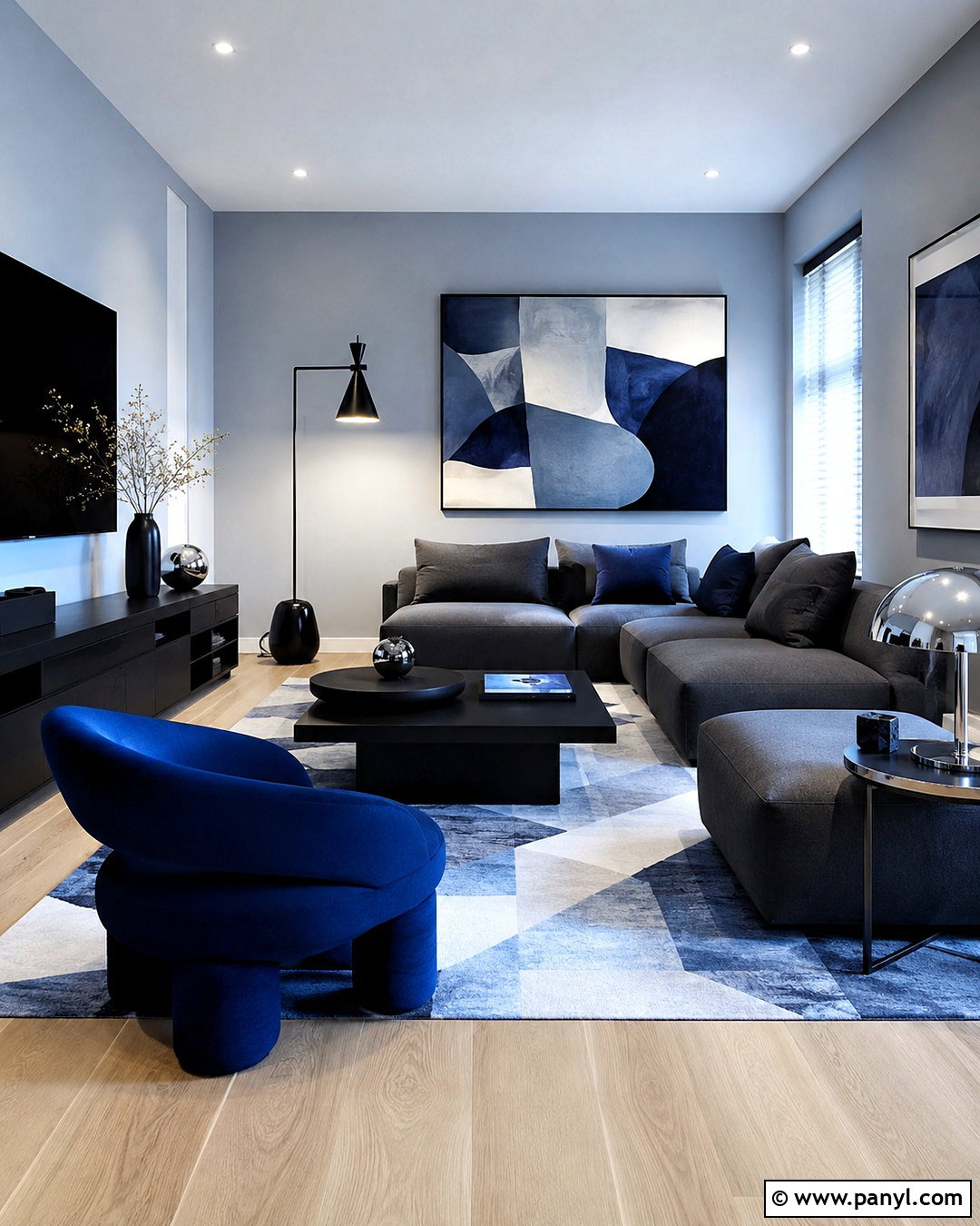 Blue Gray Living Room With Warm Wood - 20 blue gray living room ideas