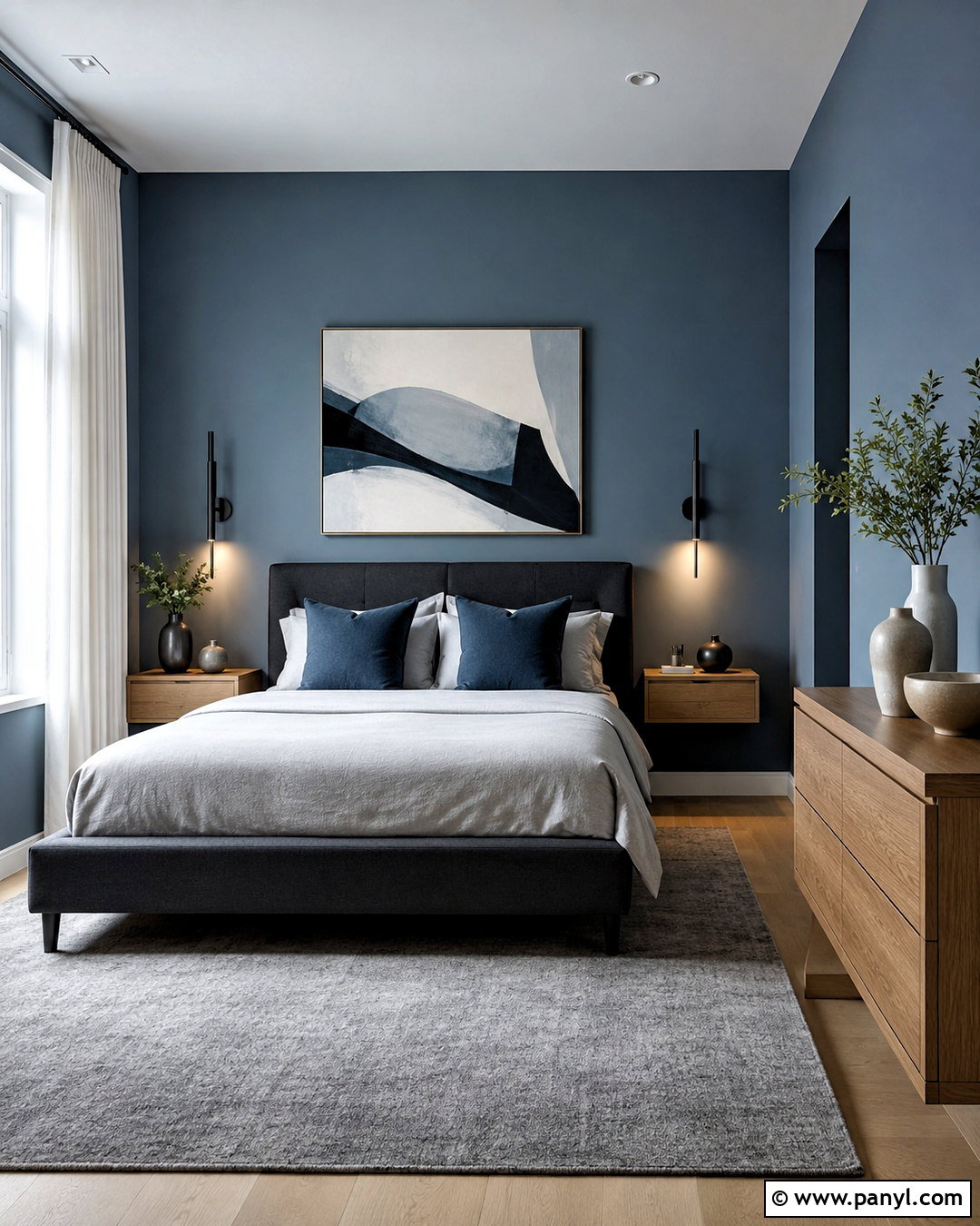 Blue Gray Modern Bedroom - 20 blue color bedroom ideas