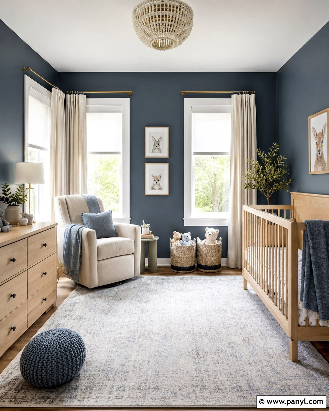 Blue Gray Nursery With White Windows - 20 Dark Walls White Windows