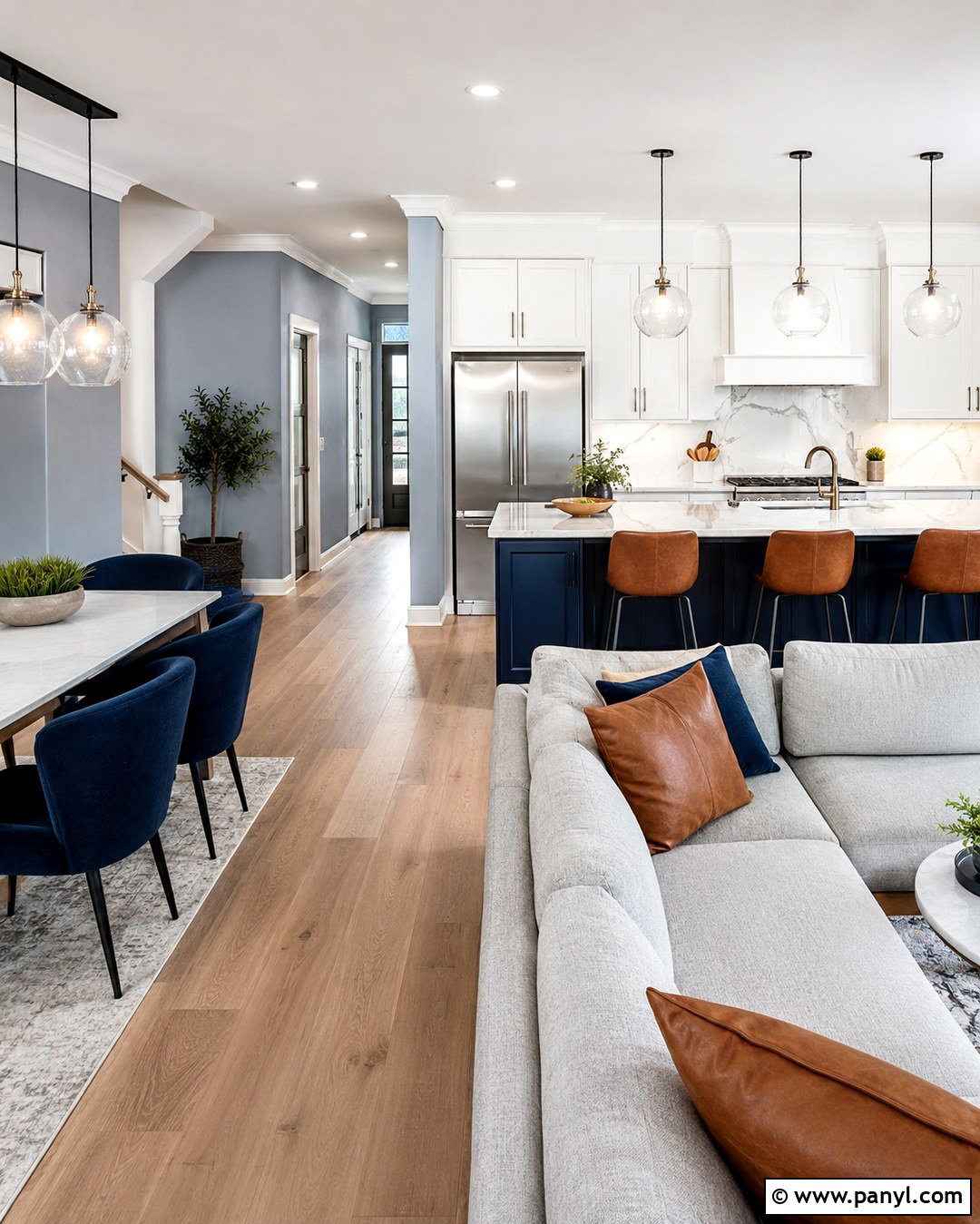 Blue Gray Open Plan Walls - 20 Open Plan Wall Colour Ideas