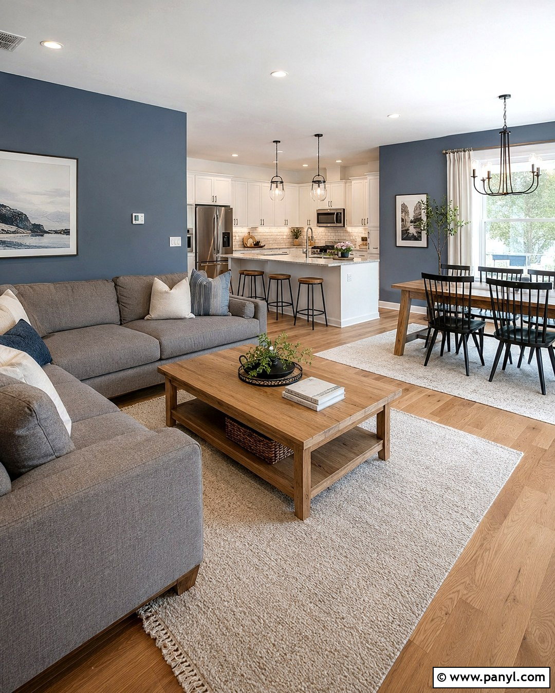 Blue Gray Open Plan Walls - 20 House With Blue Walls