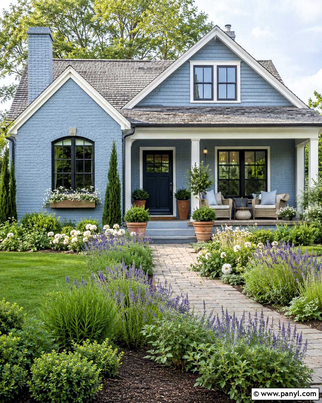 Blue Gray Painted Brick Cottage - 20 painted brick house exterior before and after ideas