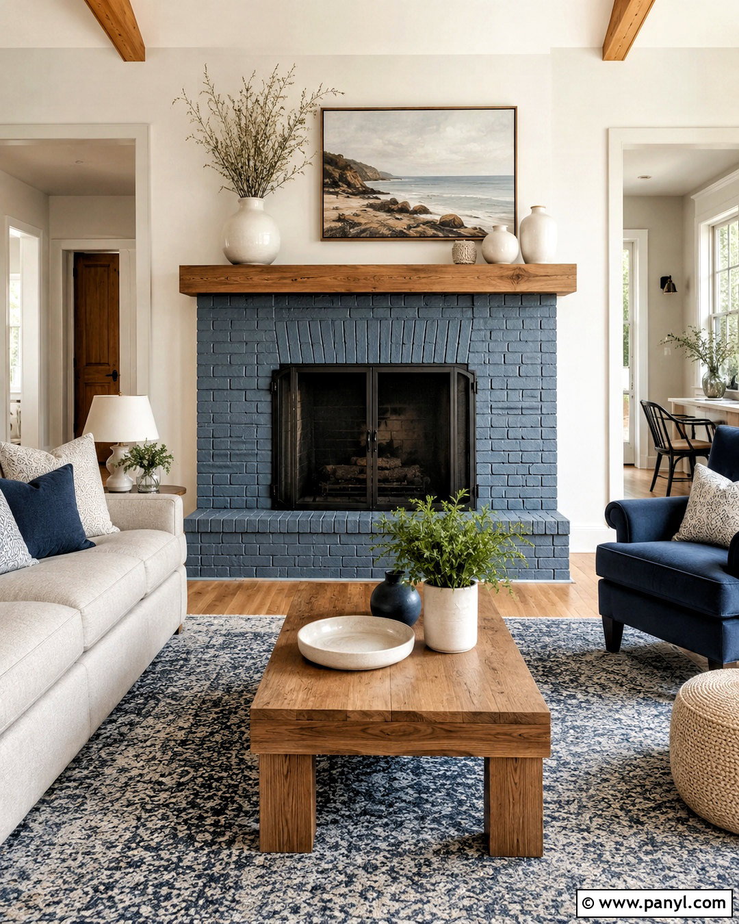 Blue Gray Painted Brick Fireplace - 20 painted brick fireplace makeover ideas