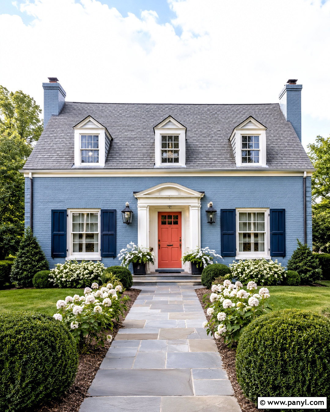 Blue Gray Painted Brick House - 20 painted brick house before and after ideas
