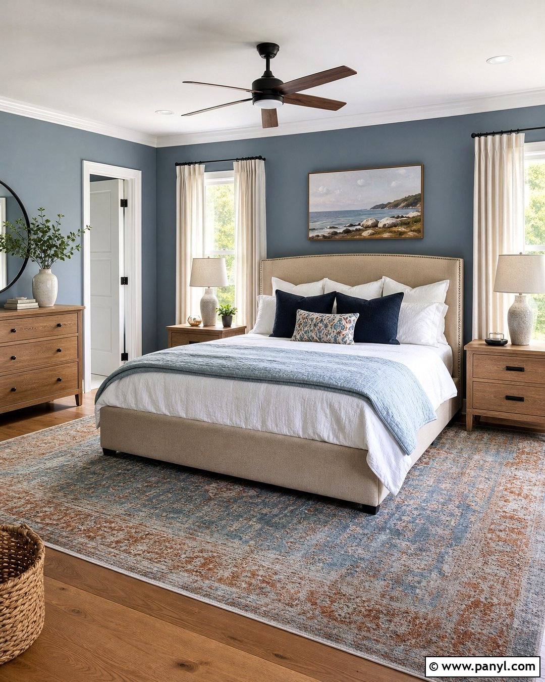 Blue Gray Painted Walls Bedroom - 35 Gray Painted Walls