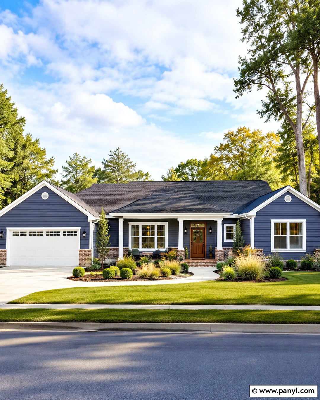 Blue Gray Ranch House With White Trim - 20 blue house white trim ideas