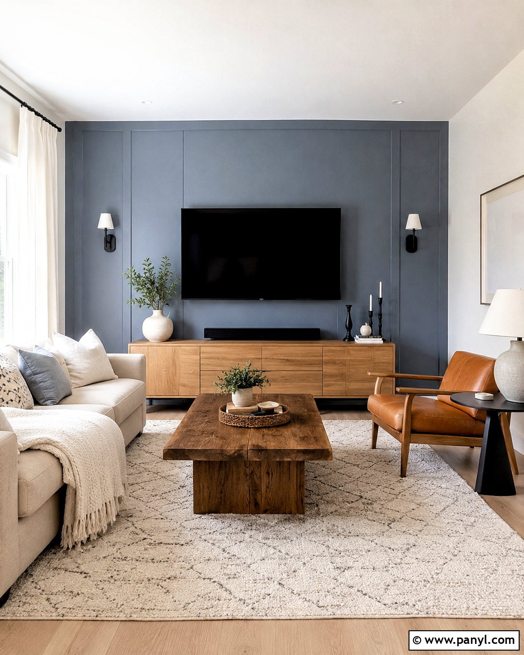 Blue Gray TV Wall - 35 tv wall color ideas