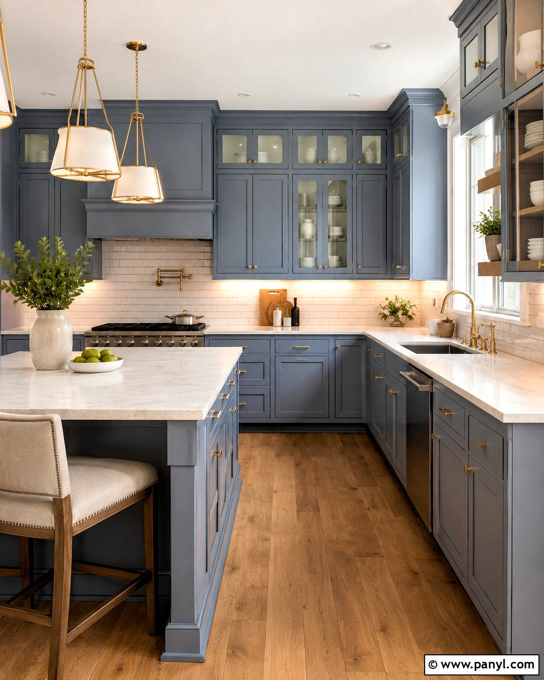Blue Gray Transitional Kitchen - 20 blue kitchen ideas