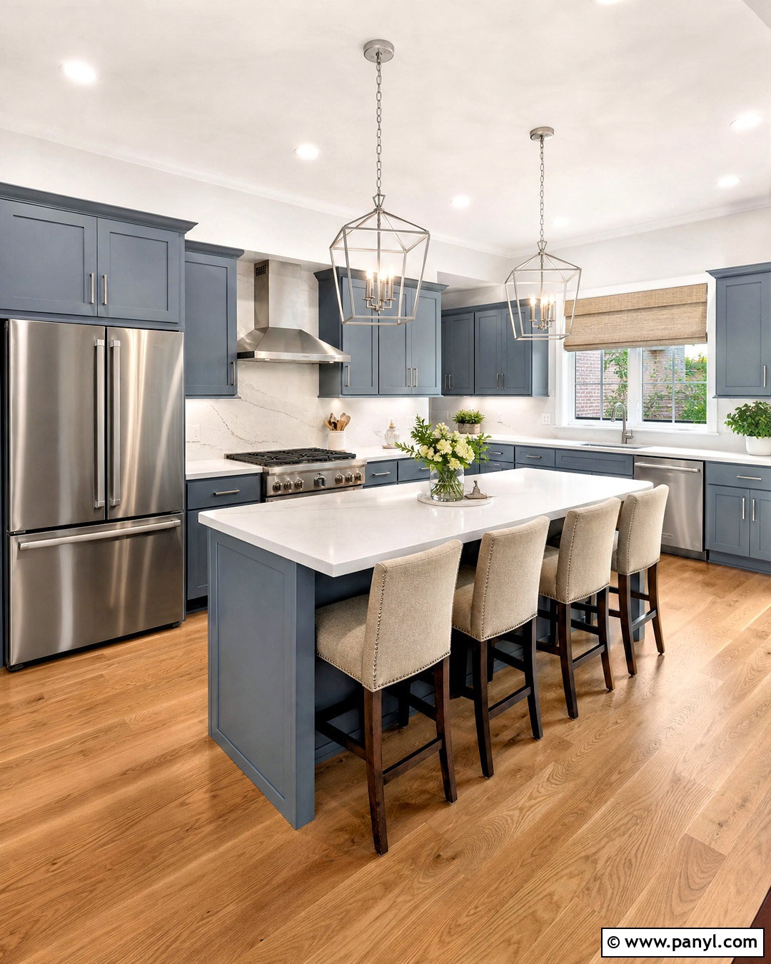 Blue Gray Transitional Kitchen - 20 blue kitchen designs