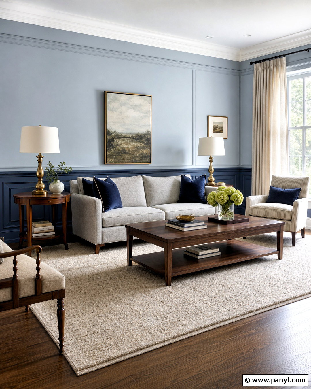 Blue Gray Two Tone Walls With Panel Molding - 20 two tone painted walls