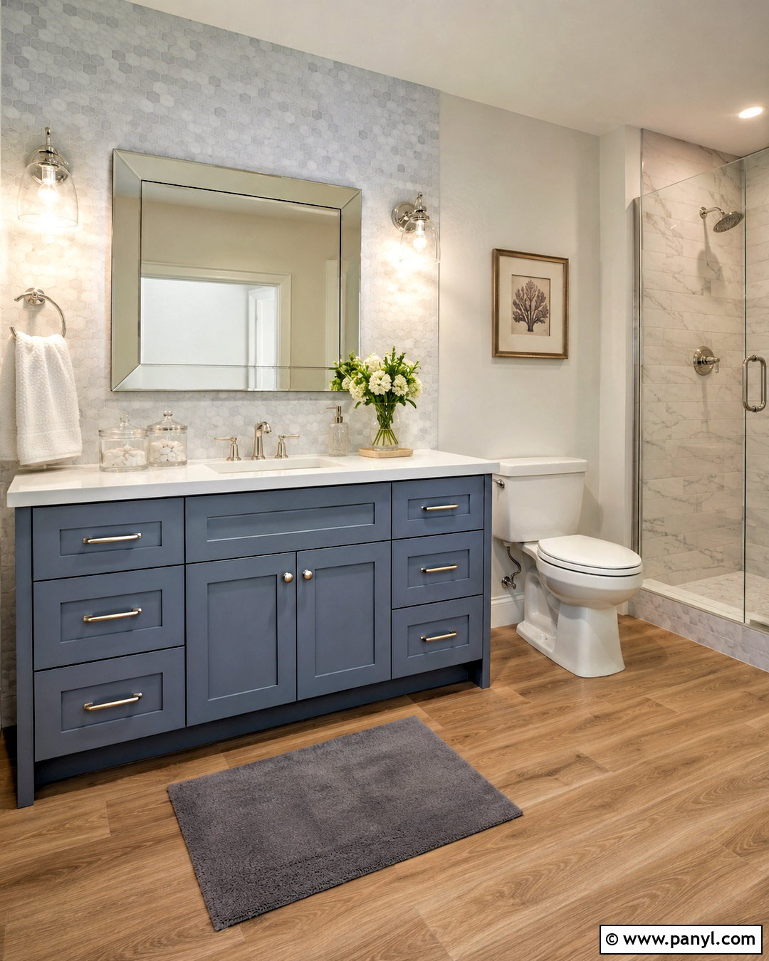 Blue Gray Vanity With Brushed Nickel - 20 blue vanity bathroom ideas